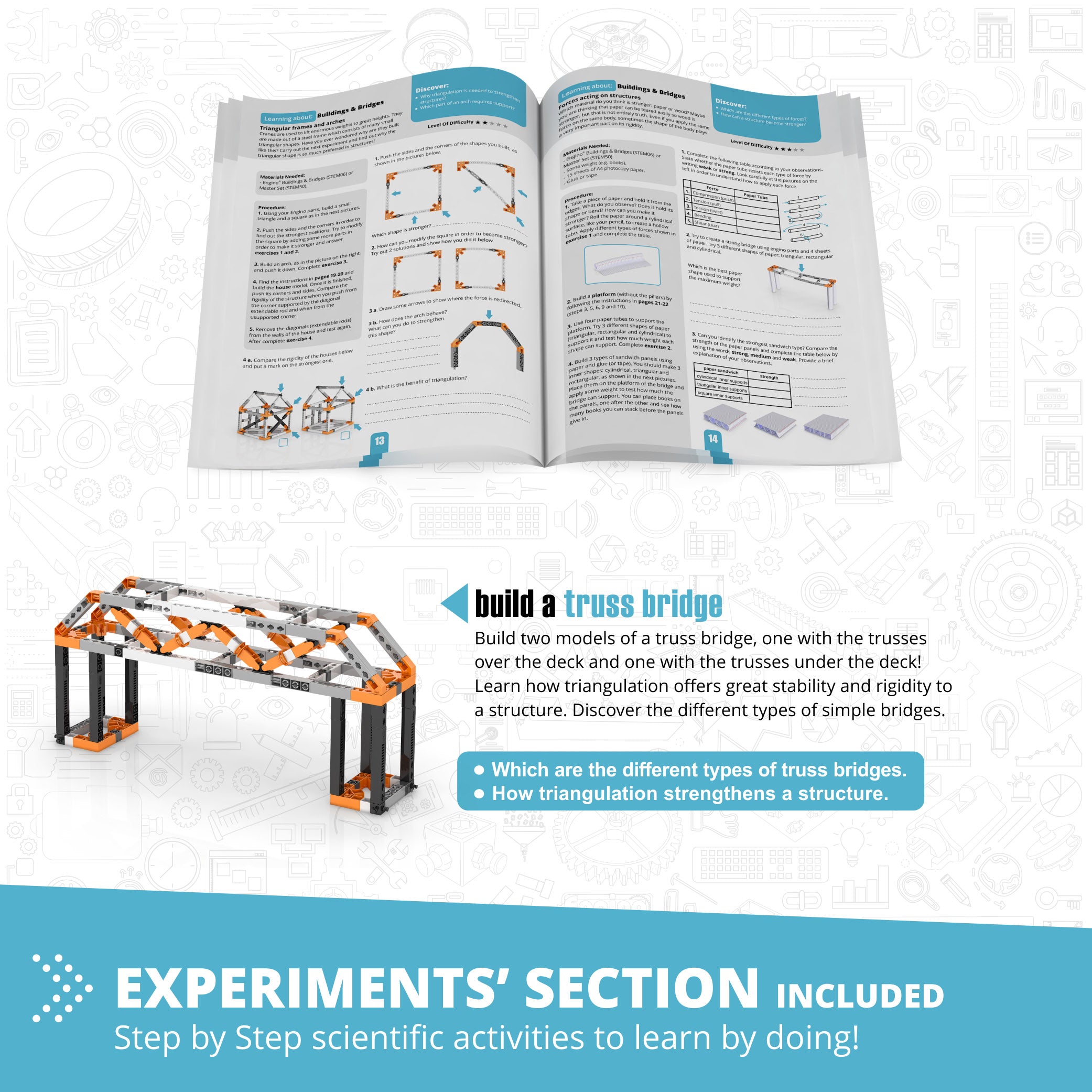 Engino® STEM Structures Building & Bridge Engineering Kit – 9 Model Construction Set for Kids