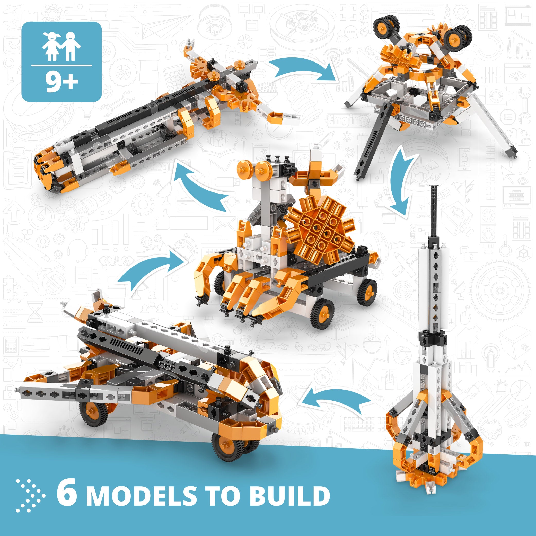 Engino® STEM Astronomy Kit – Traveling to Space | Build 5 Space Models | Learn Rocket Science, Spacecraft, ISS & More