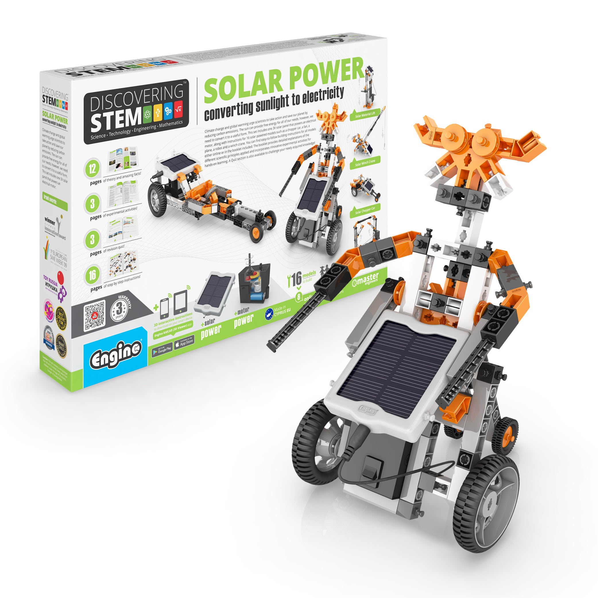 Engino® STEM Solar Power Kit – Build 16 Solar-Powered Models Using Real 3V Solar Panel