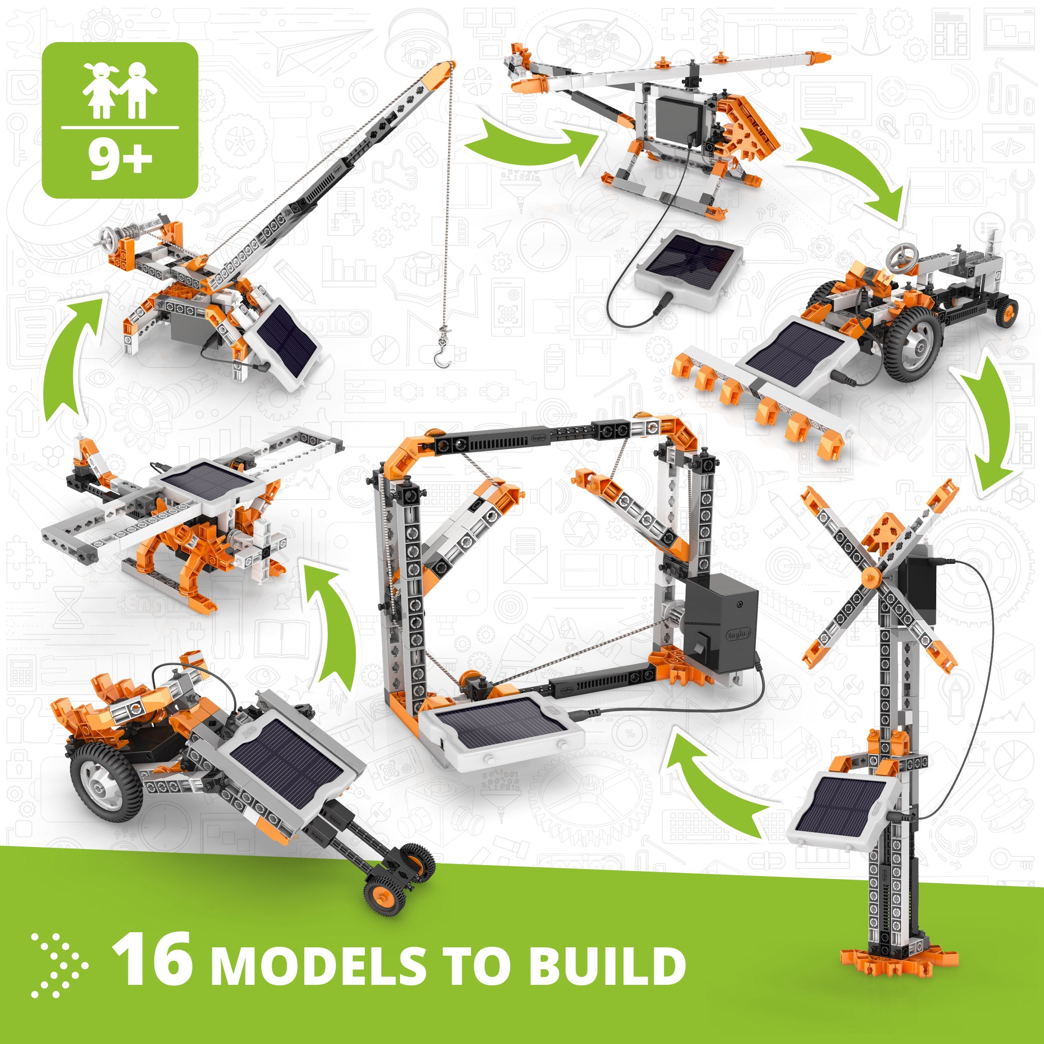 Engino® STEM Solar Power Kit – Build 16 Solar-Powered Models Using Real 3V Solar Panel