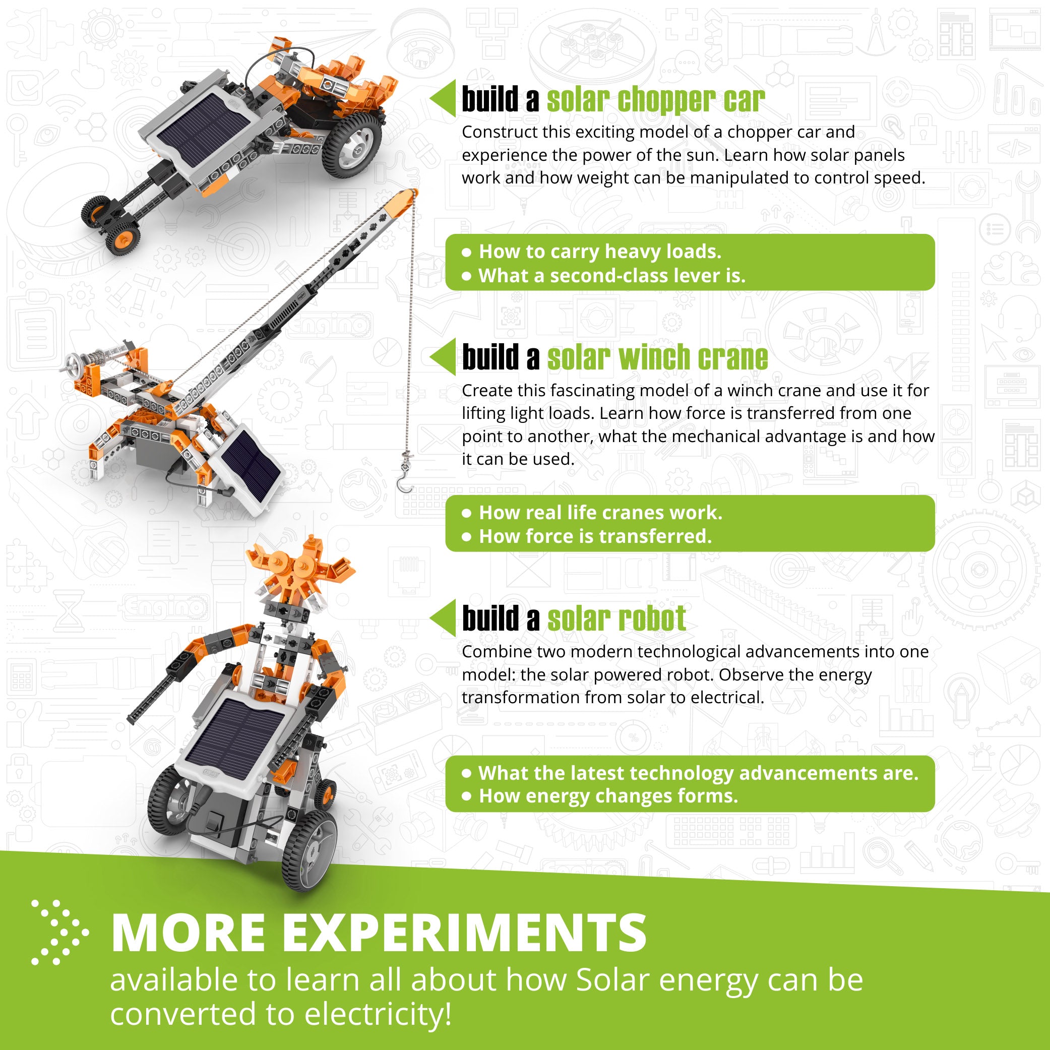 Engino® STEM Solar Power Kit – Build 16 Solar-Powered Models Using Real 3V Solar Panel