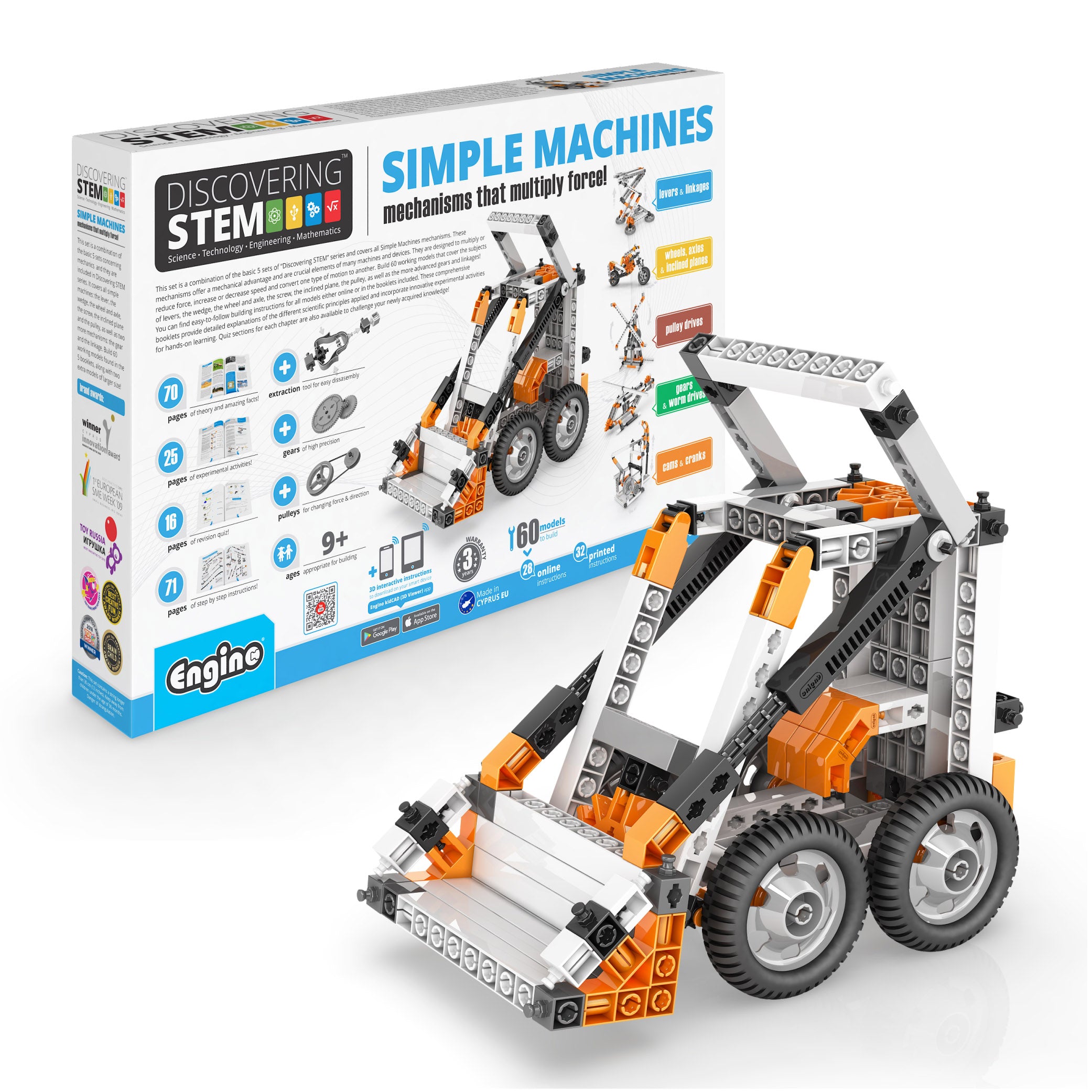Engino® STEM Simple Machines Kit – Build 60 Working Mechanical Models with Gears, Pulleys, Levers & More