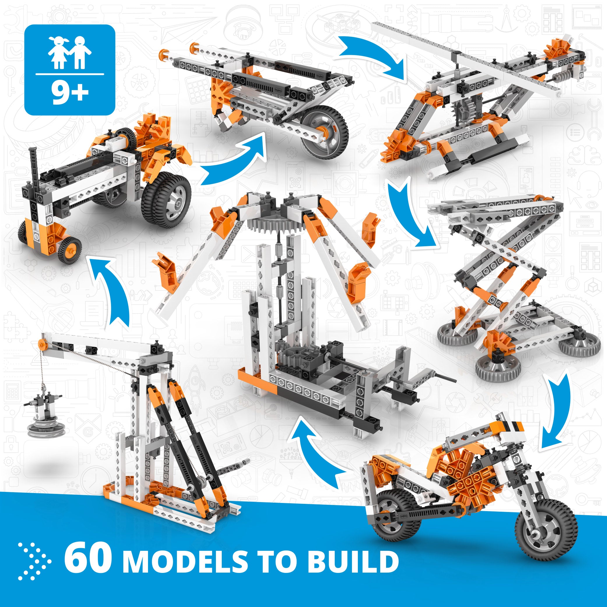 Engino® STEM Simple Machines Kit – Build 60 Working Mechanical Models with Gears, Pulleys, Levers & More