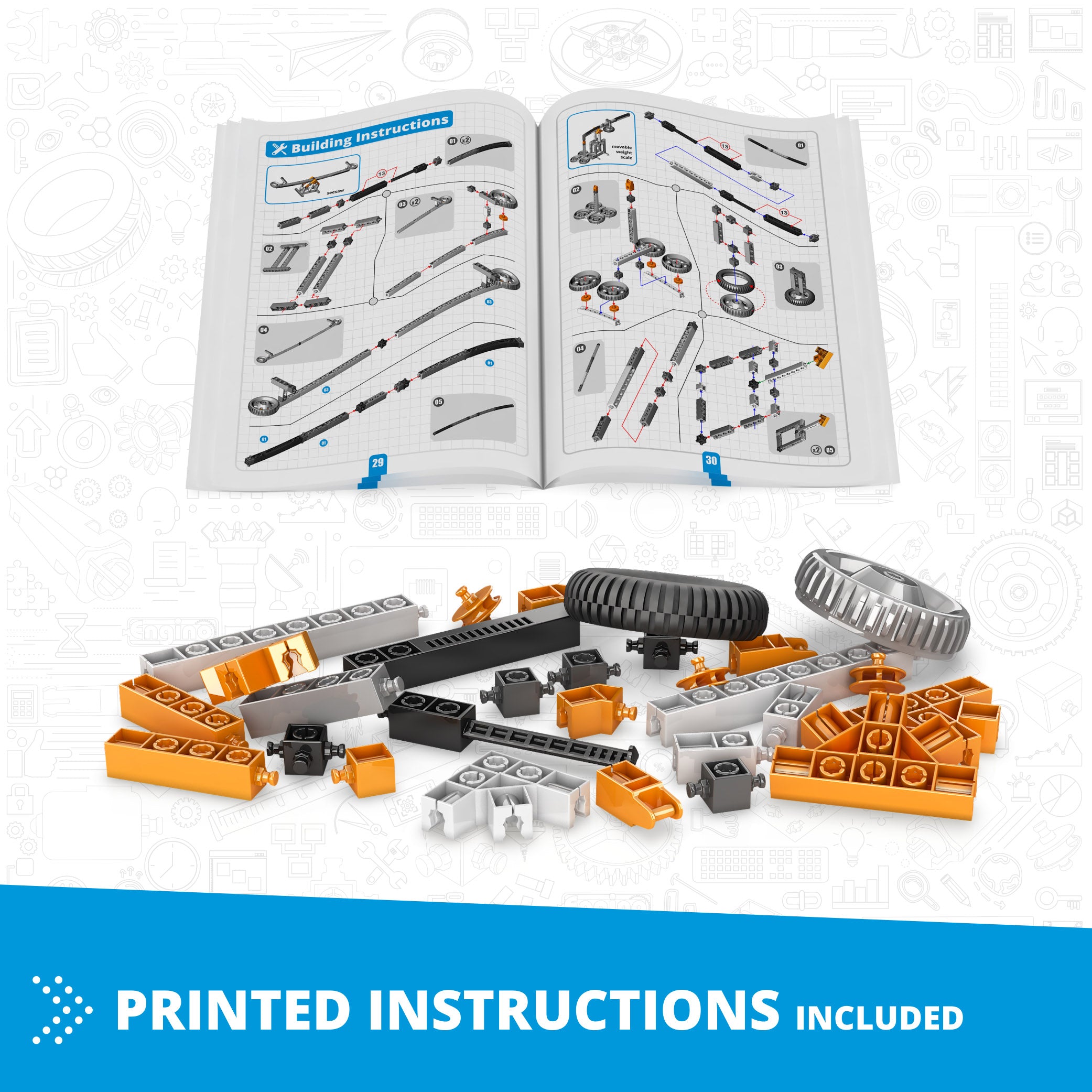 Engino® STEM Simple Machines Kit – Build 60 Working Mechanical Models with Gears, Pulleys, Levers & More