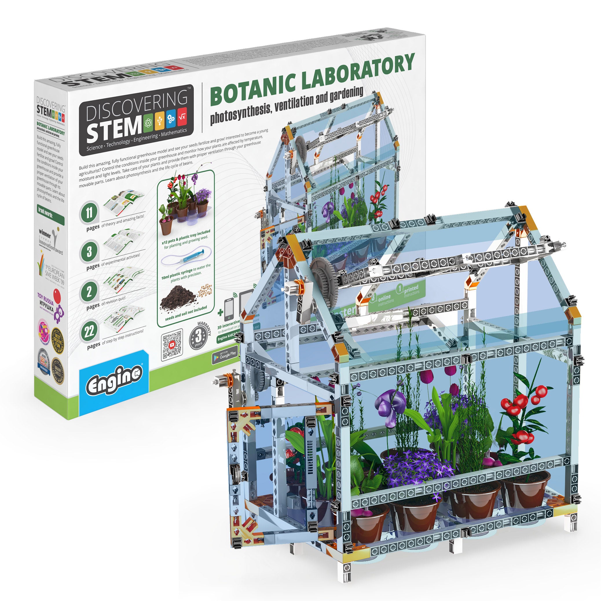 Engino® STEM Botanic Laboratory Greenhouse Kit – Educational Plant Science Kit for Kids