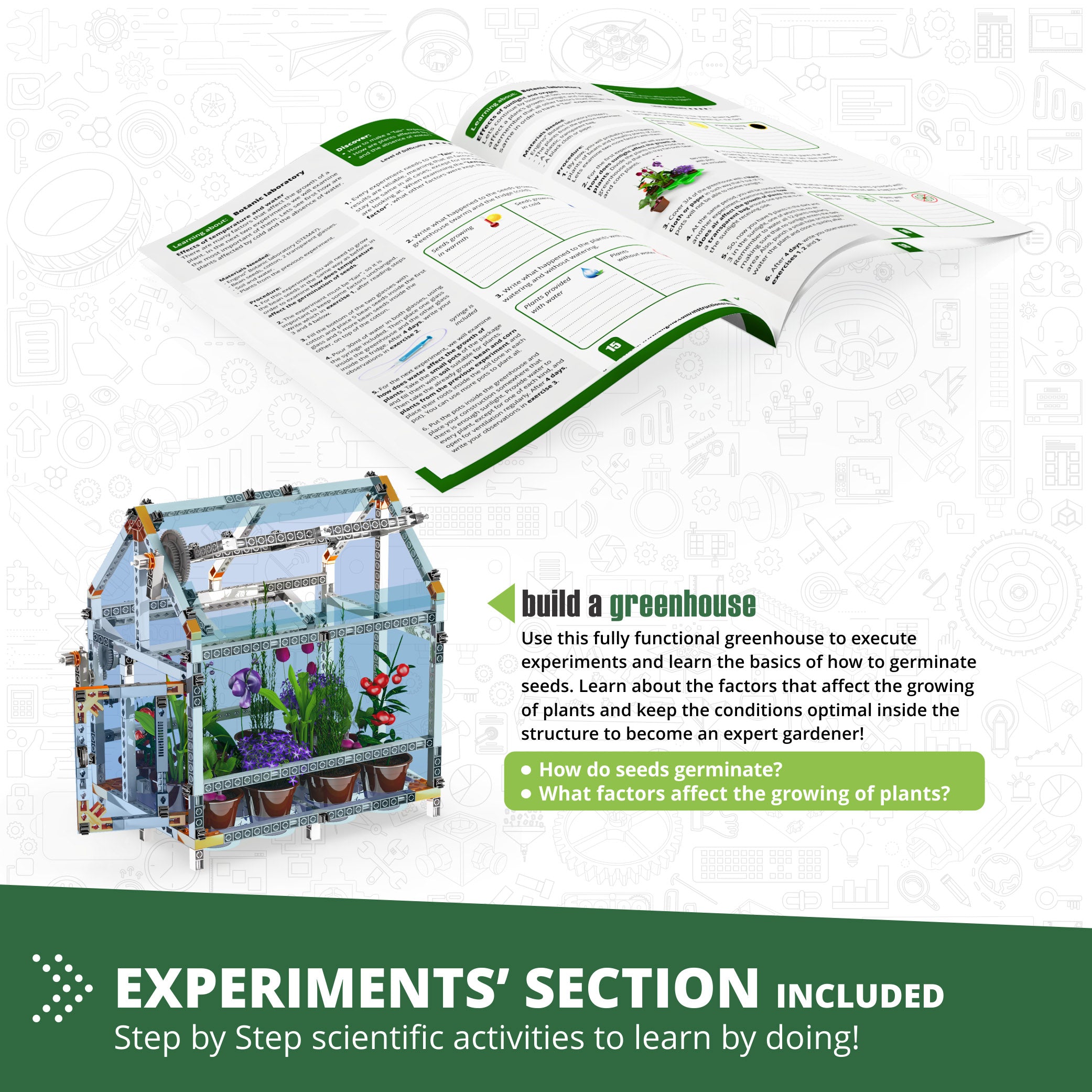 Engino® STEM Botanic Laboratory Greenhouse Kit – Educational Plant Science Kit for Kids