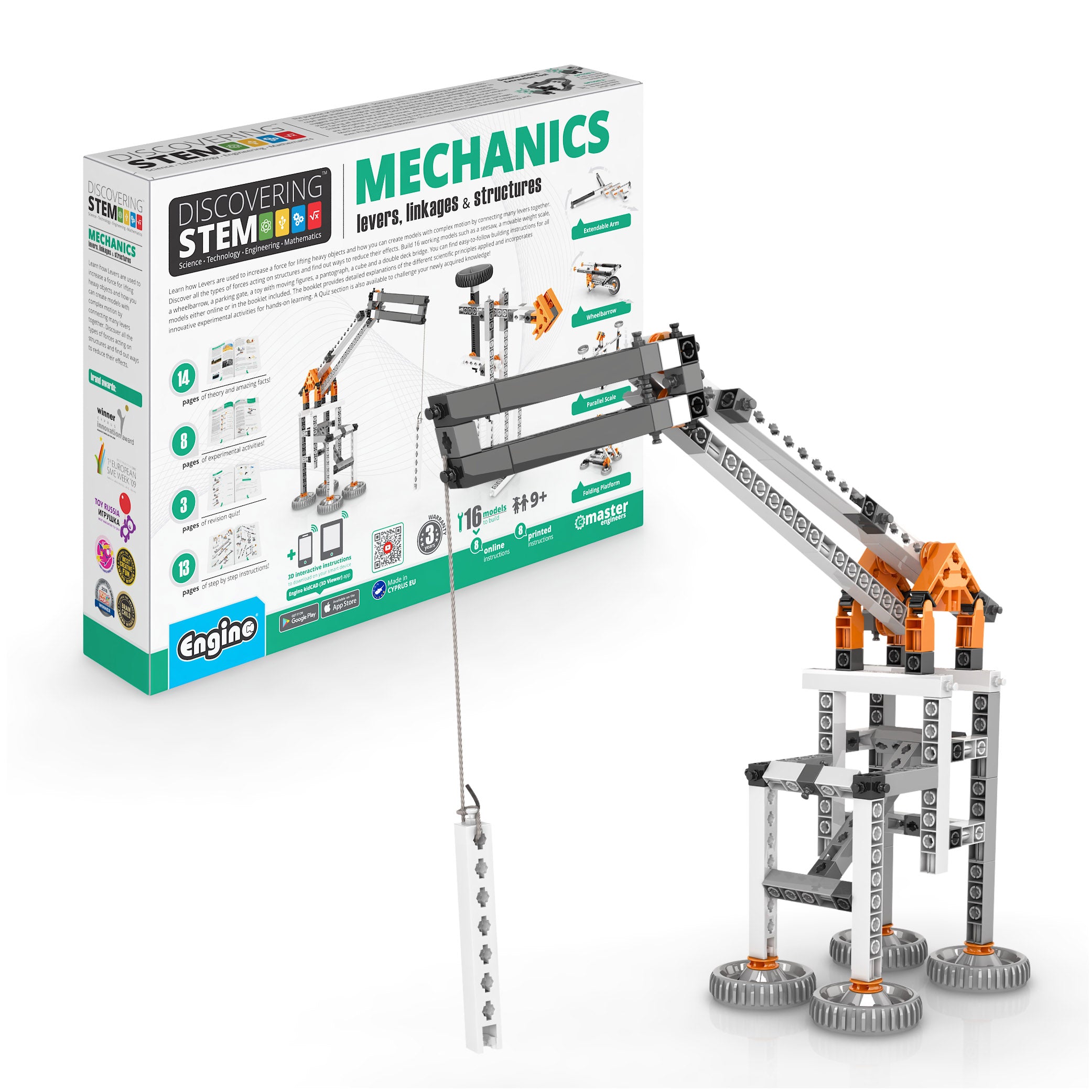 Engino® STEM Mechanics Kit – Levers, Linkages & Structures | Build 16 Models with Educational Guide