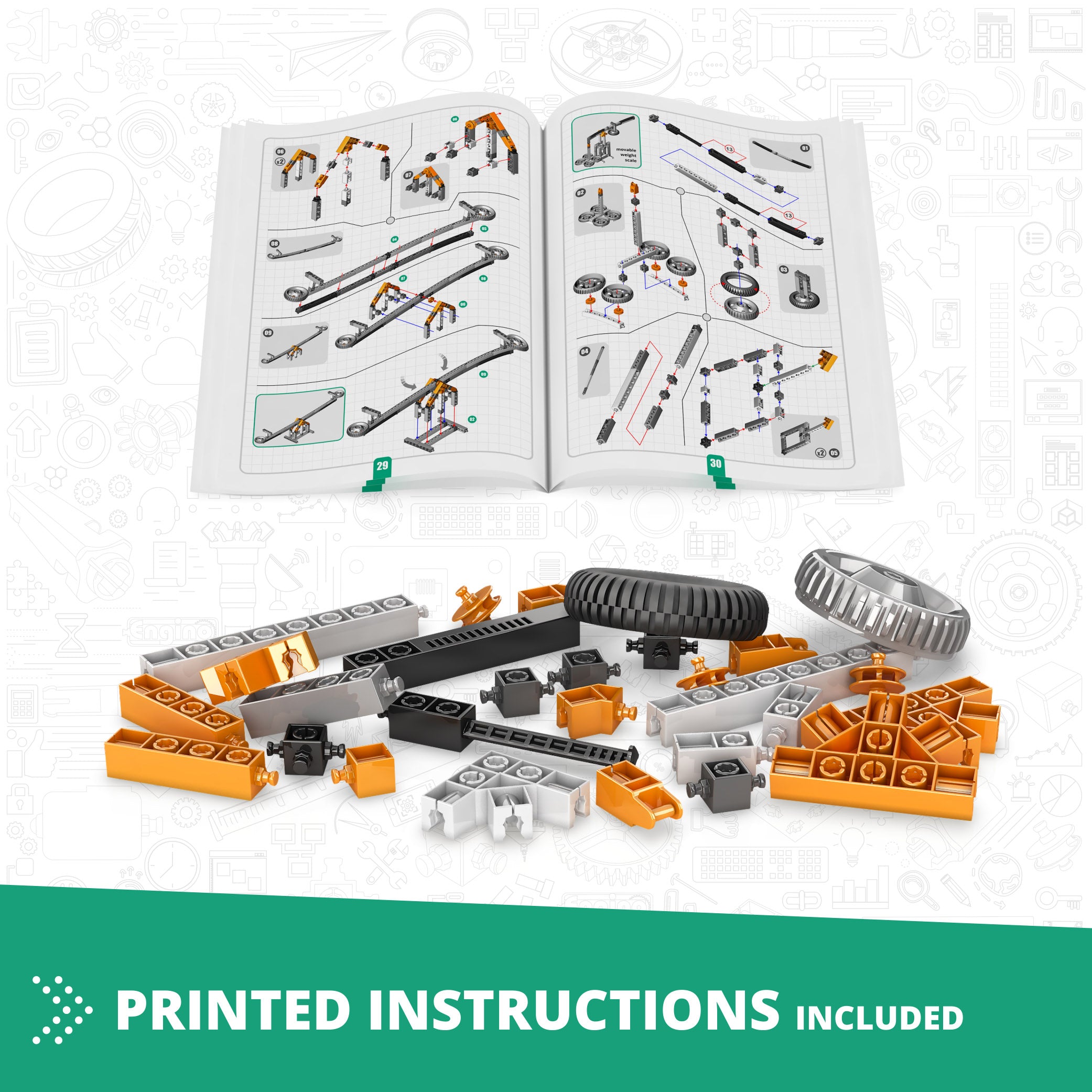 Engino® STEM Mechanics Kit – Levers, Linkages & Structures | Build 16 Models with Educational Guide