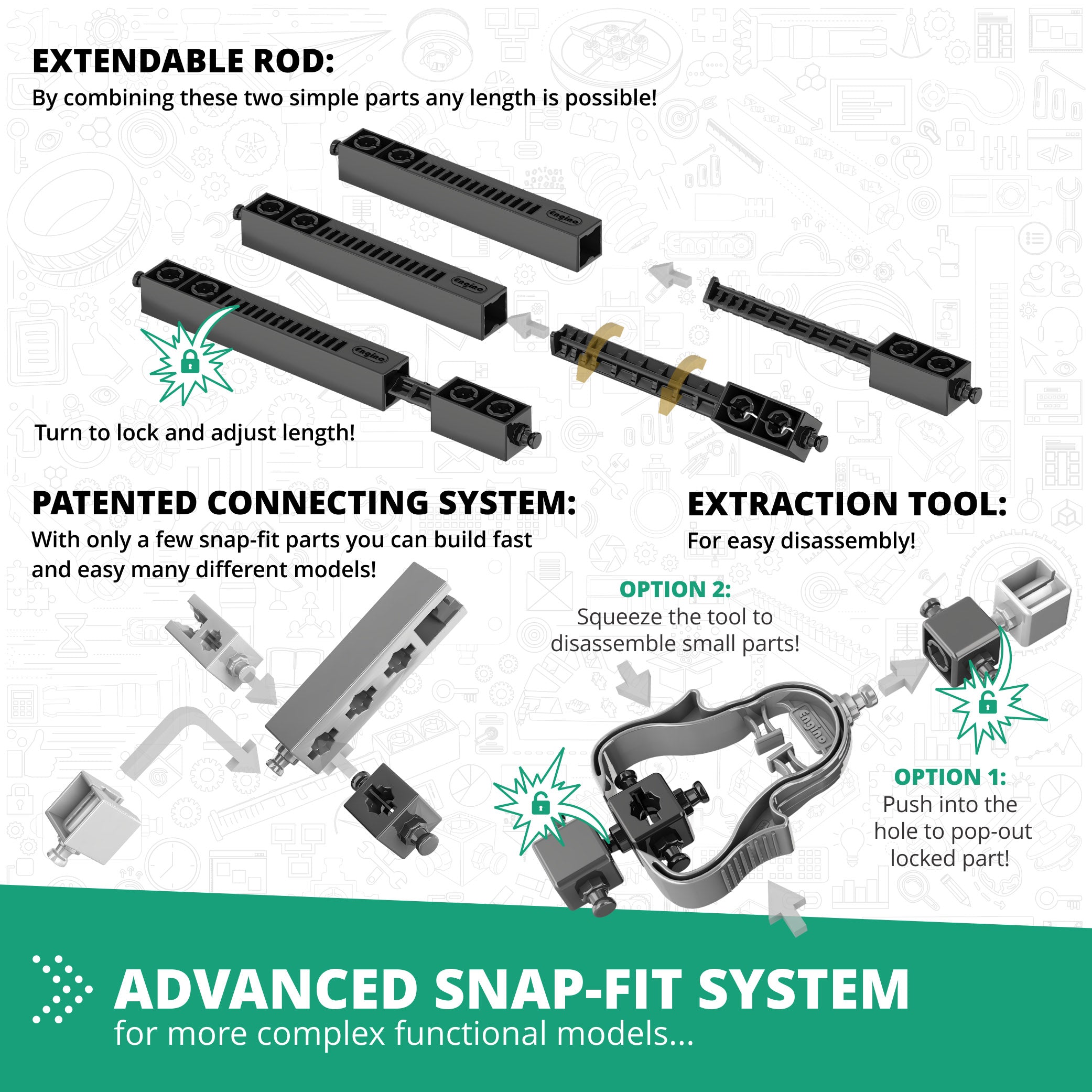 Engino® STEM Mechanics Kit – Levers, Linkages & Structures | Build 16 Models with Educational Guide