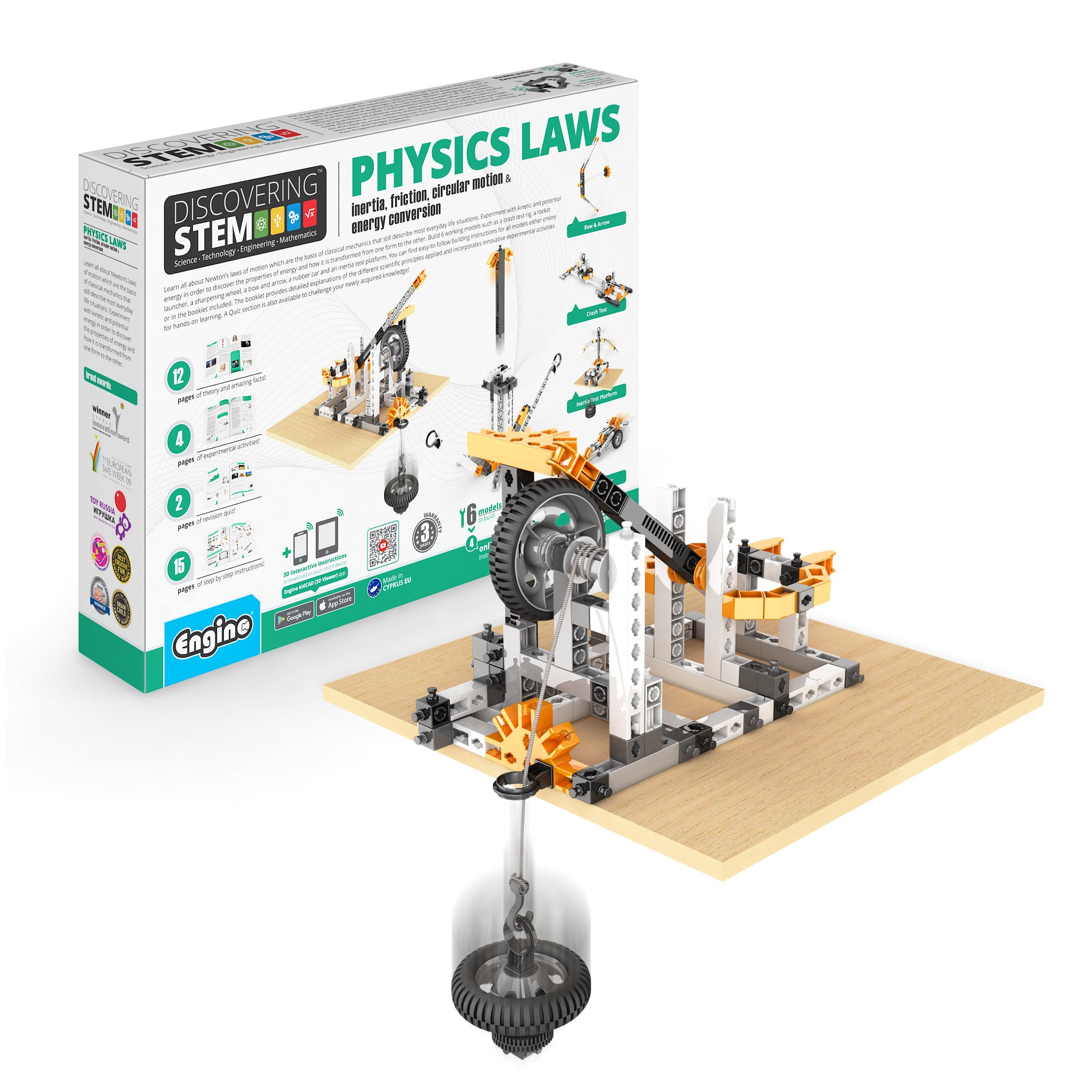STEM Newton’s Laws of Motion & Inclined Planes Learning Kit – Build 6 Physics Models with Experiments & Quizzes