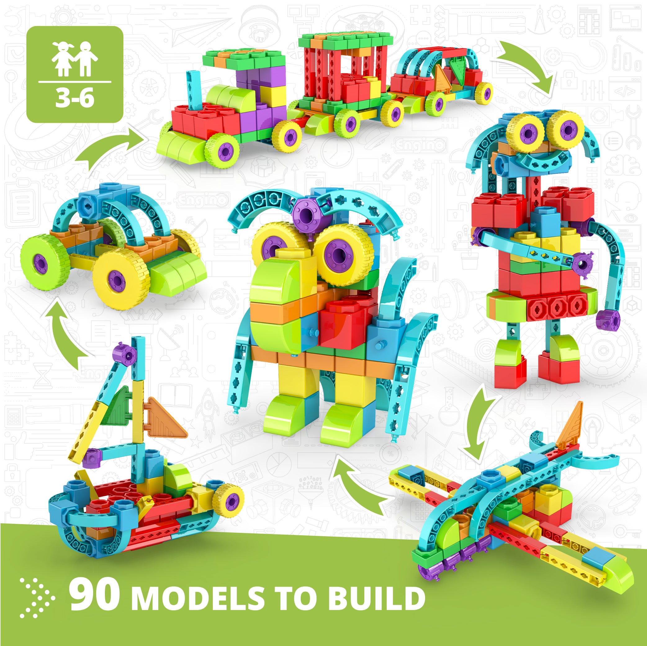 Engino® STEM Qboidz™ Educational Building Set – 90 Model Activities for Preschool & Early STEM Learning