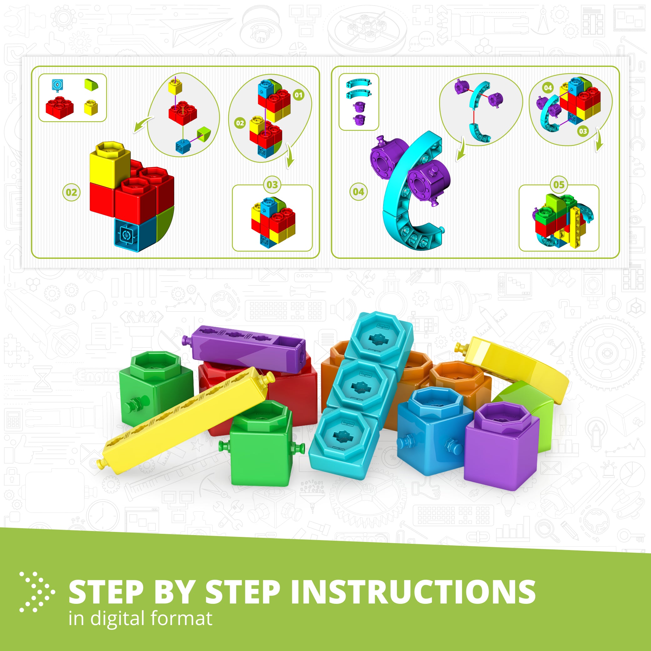Engino® STEM Qboidz™ Educational Building Set – 90 Model Activities for Preschool & Early STEM Learning