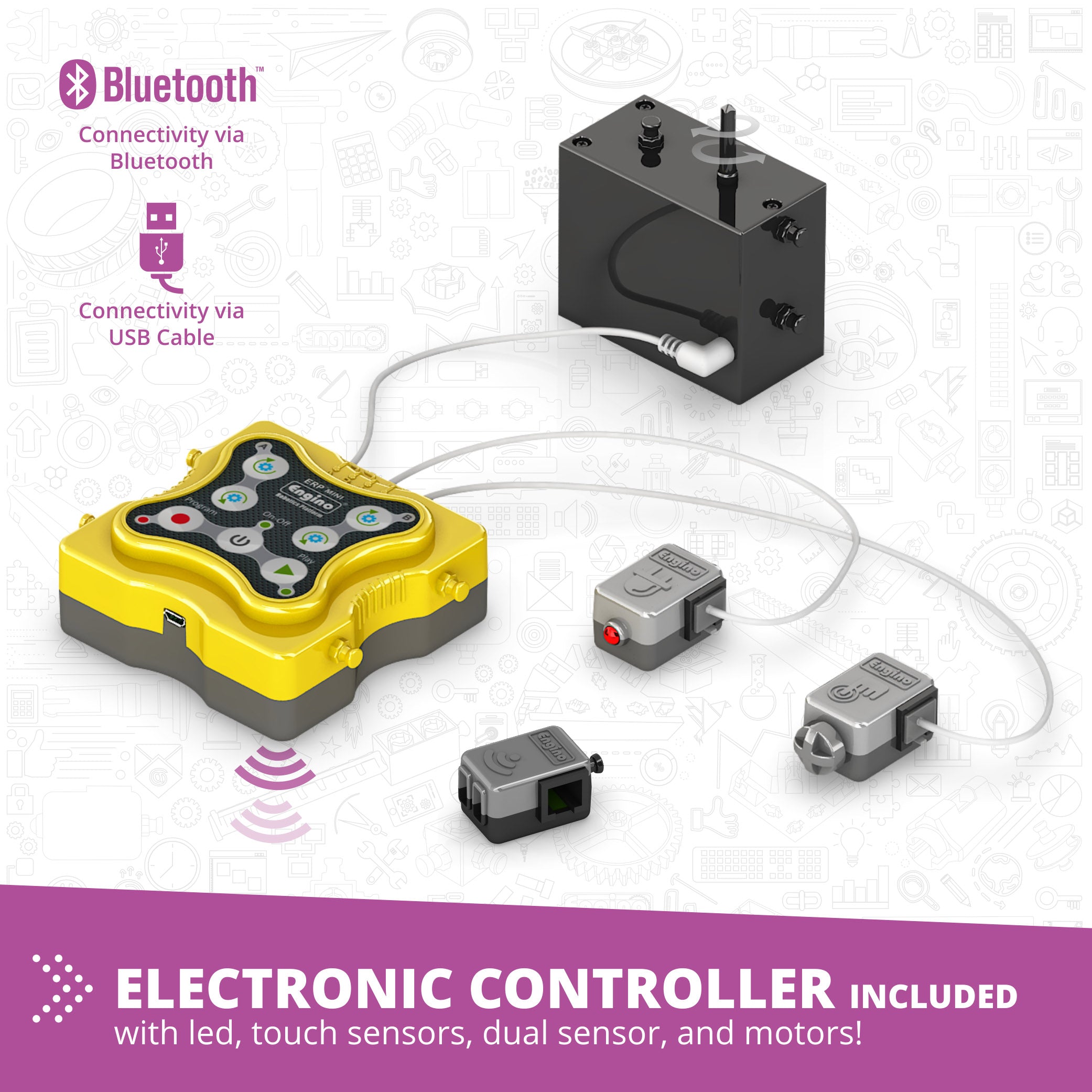 Engino® FaceBot Tangible STEM Robotics Kit for Kids Ages 5–7 – Qboidz Junior Coding & Engineering Set with Sensors, Motors & ERP Mini Controller