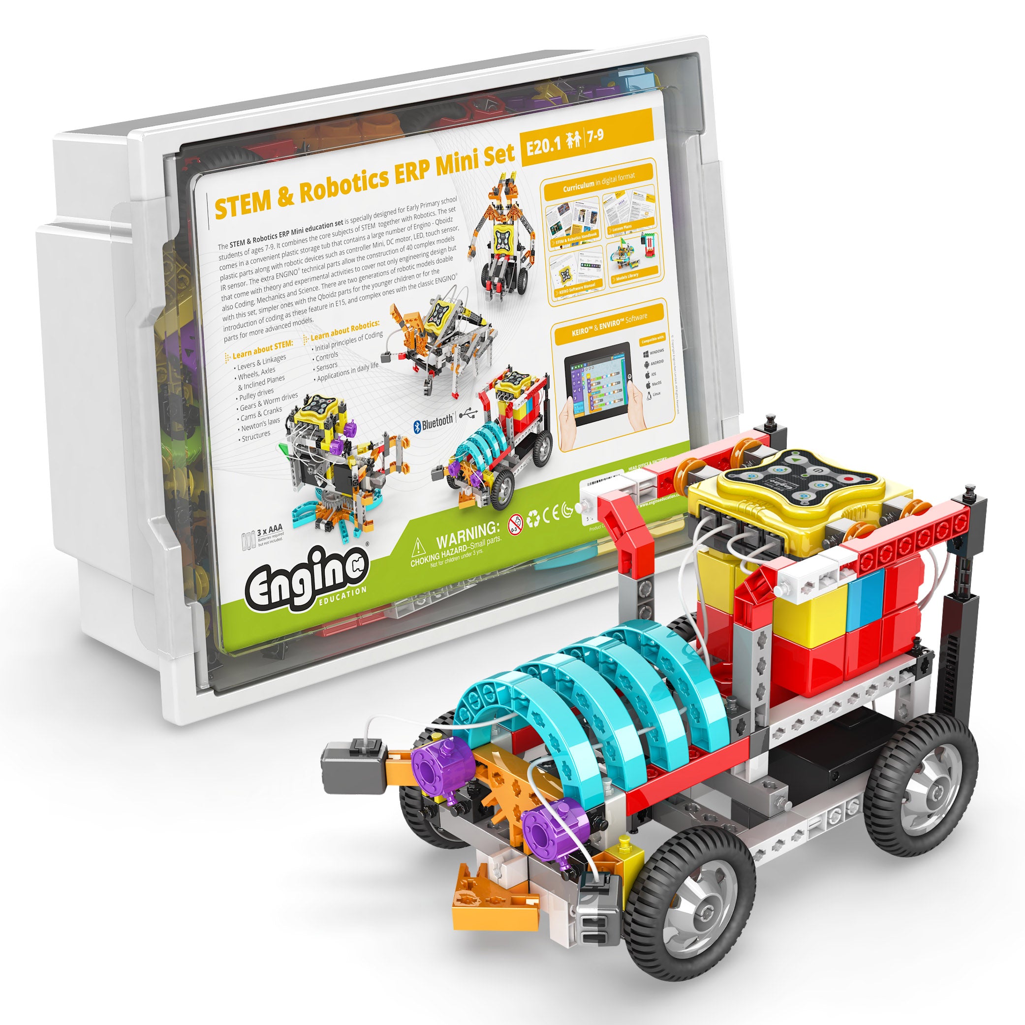 Engino® STEM & Robotics Mini Education Set for Ages 7–9 – Build & Code 40+ Models with Sensors, Motors & Controller