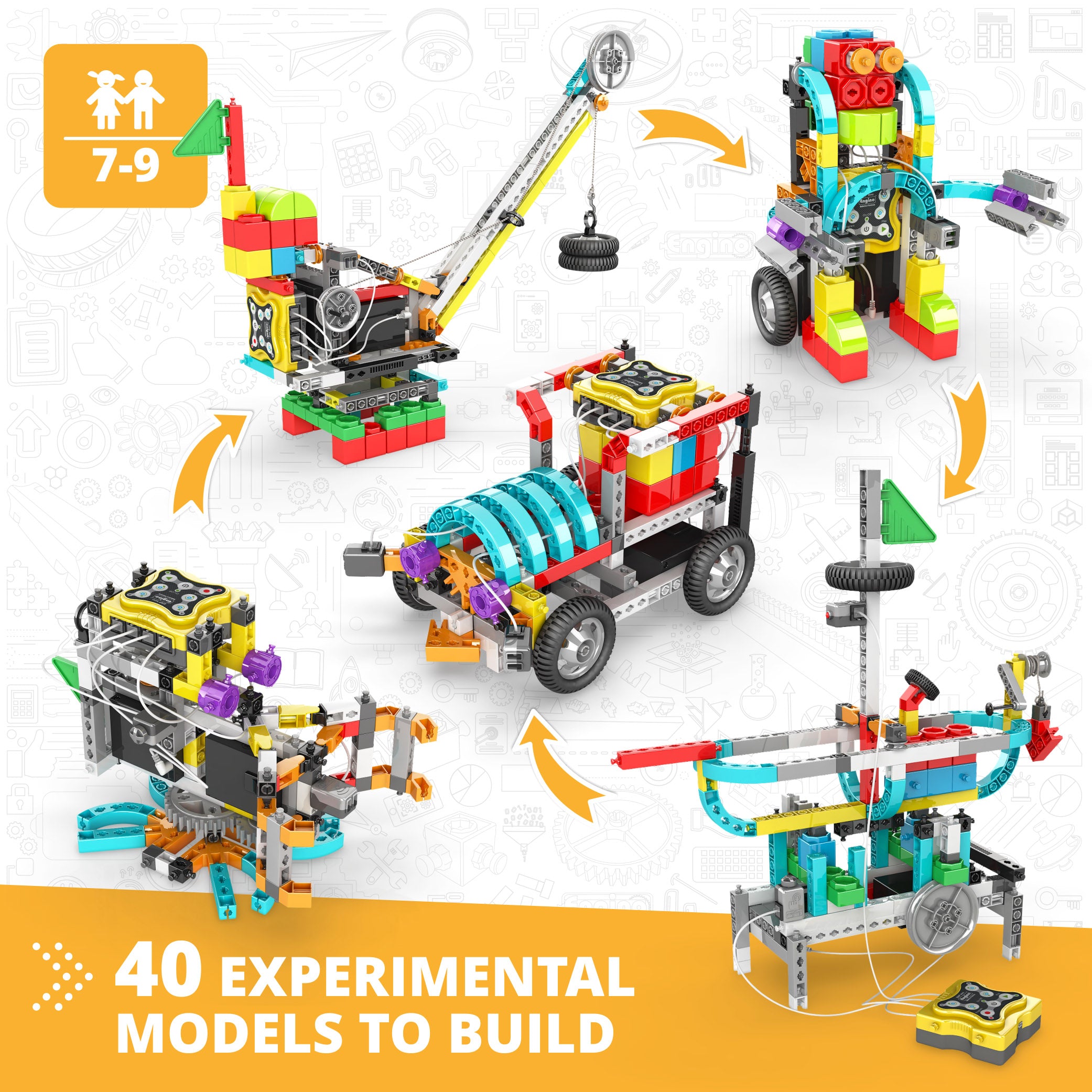 Engino® STEM & Robotics Mini Education Set for Ages 7–9 – Build & Code 40+ Models with Sensors, Motors & Controller