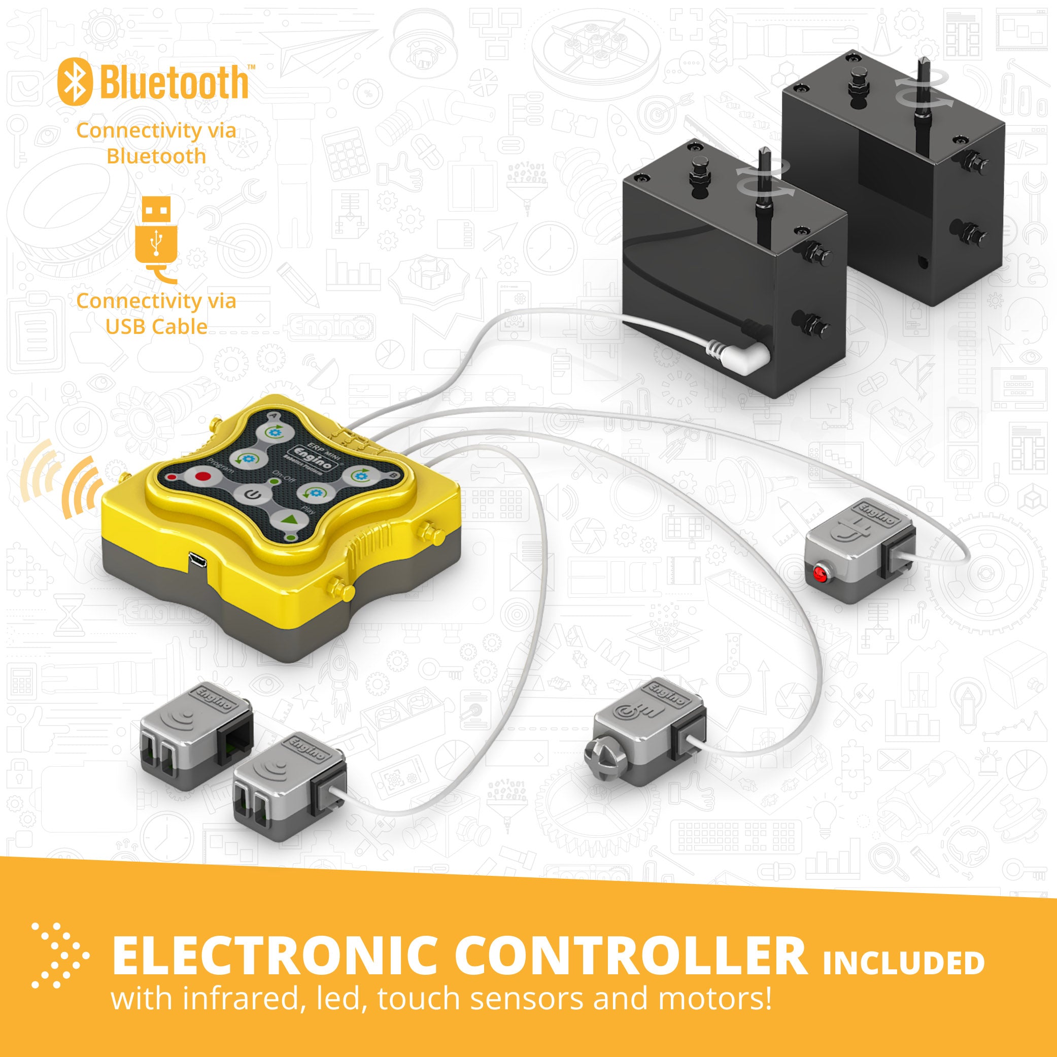 Engino® STEM & Robotics Mini Education Set for Ages 7–9 – Build & Code 40+ Models with Sensors, Motors & Controller