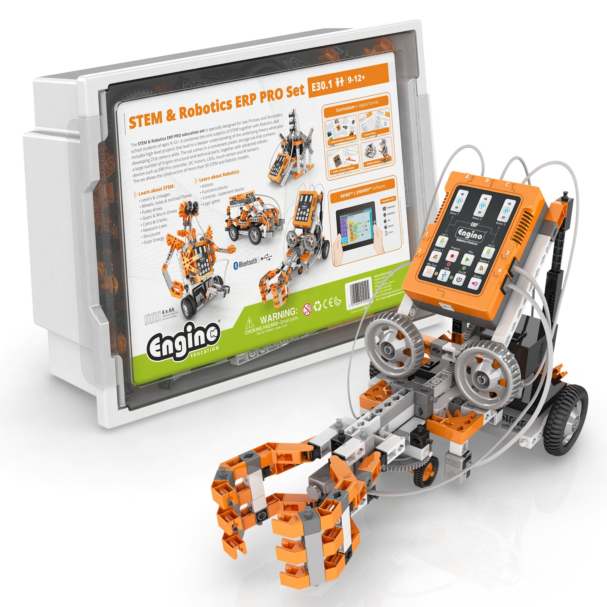 Engino® STEM & Robotics PRO Kit – Educational Robotics Set for Kids Ages 9-12+, 30+ Projects, Sensors & Motors Included