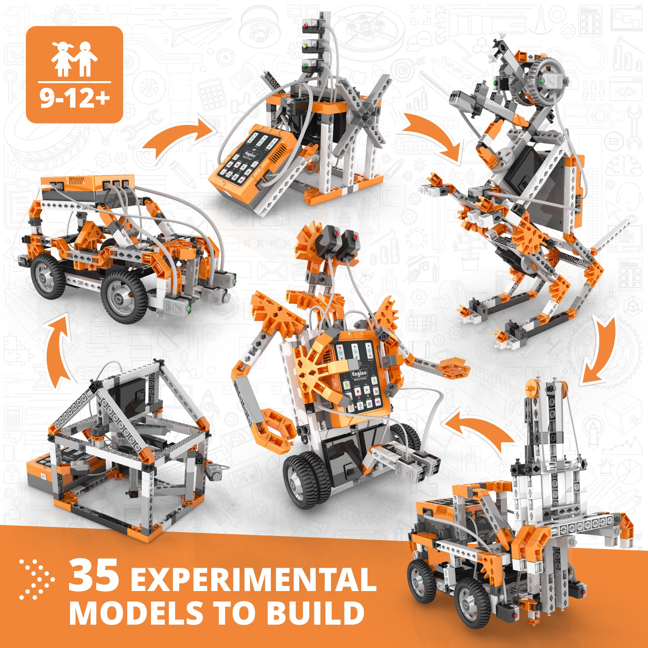 Engino® STEM & Robotics PRO Kit – Educational Robotics Set for Kids Ages 9-12+, 30+ Projects, Sensors & Motors Included