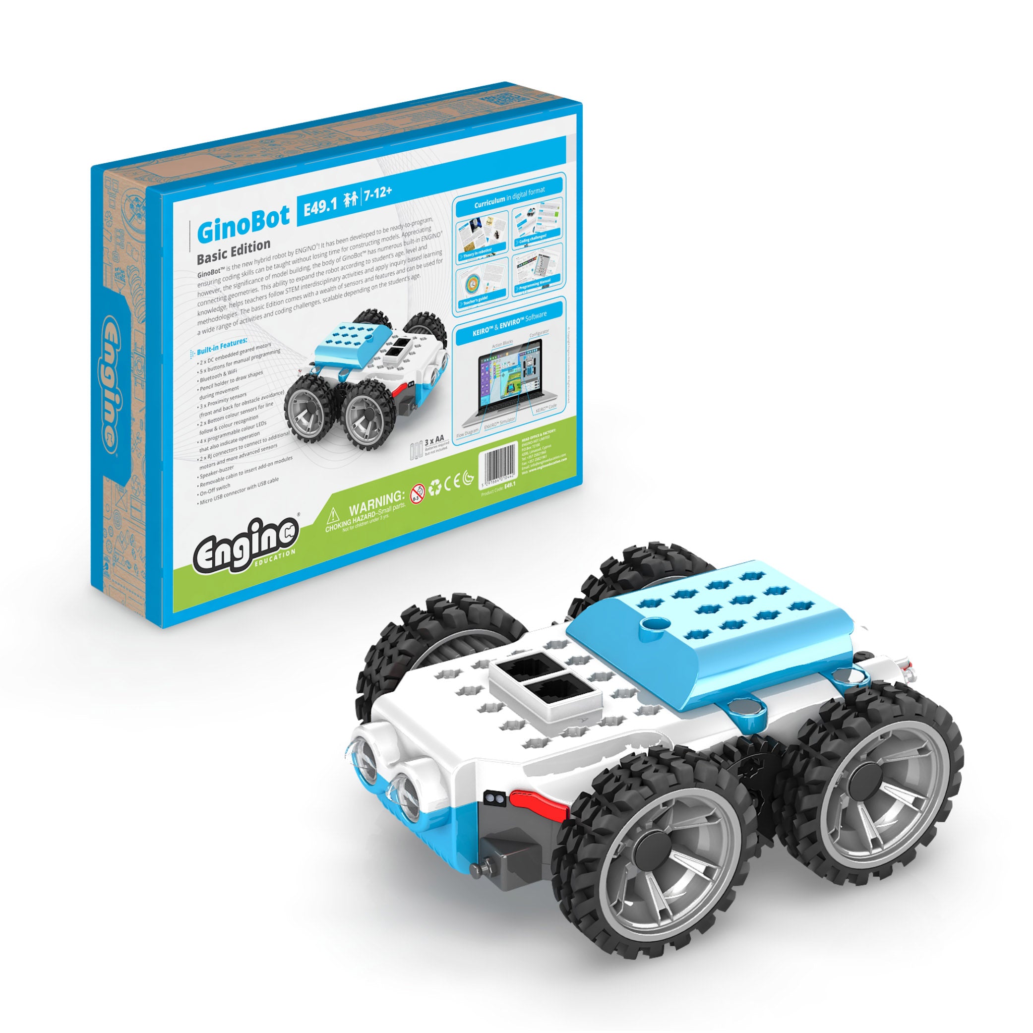 Engino® GinoBot™ Basic Edition – Programmable STEM Robot Kit for Coding, Robotics & Engineering Education