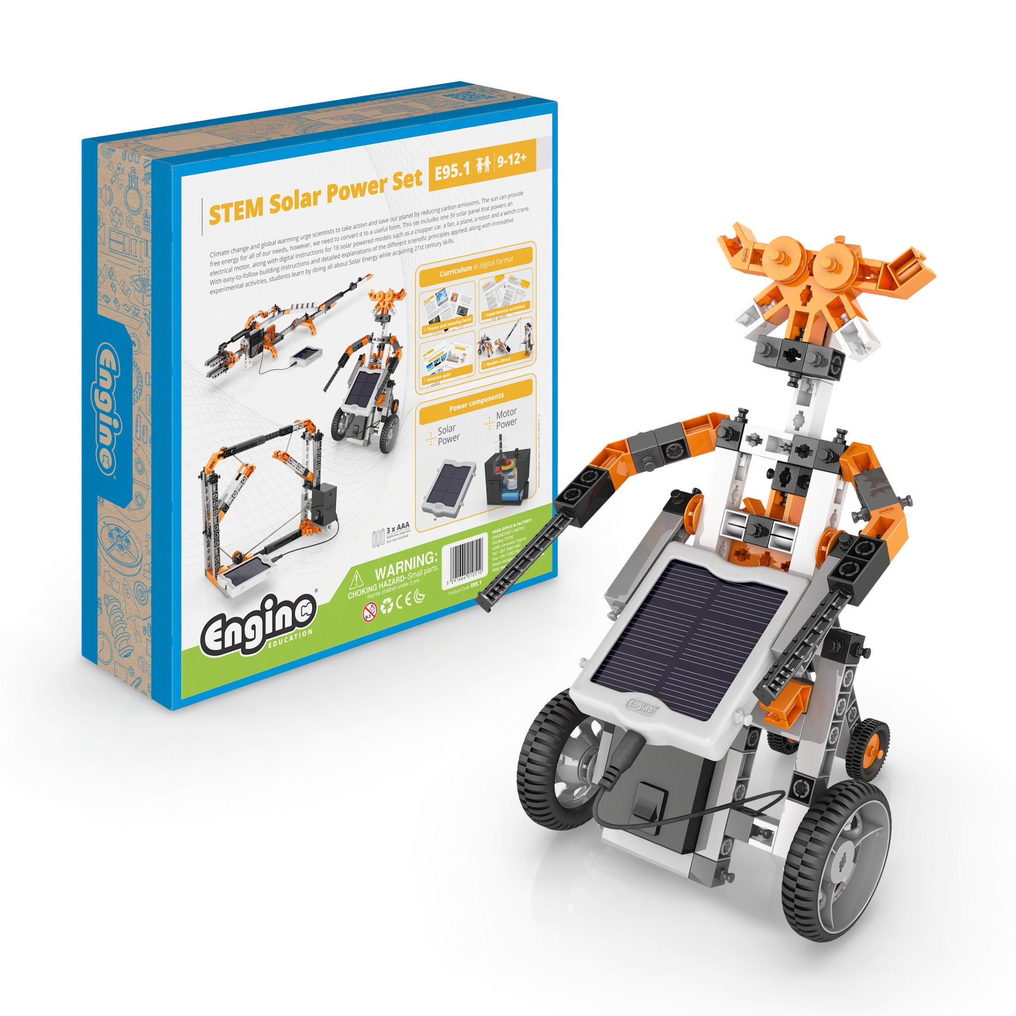 Engino® STEM Solar Power Kit – Build 16 Solar-Powered Models with Motor & 3V Panel | Renewable Energy Learning Set