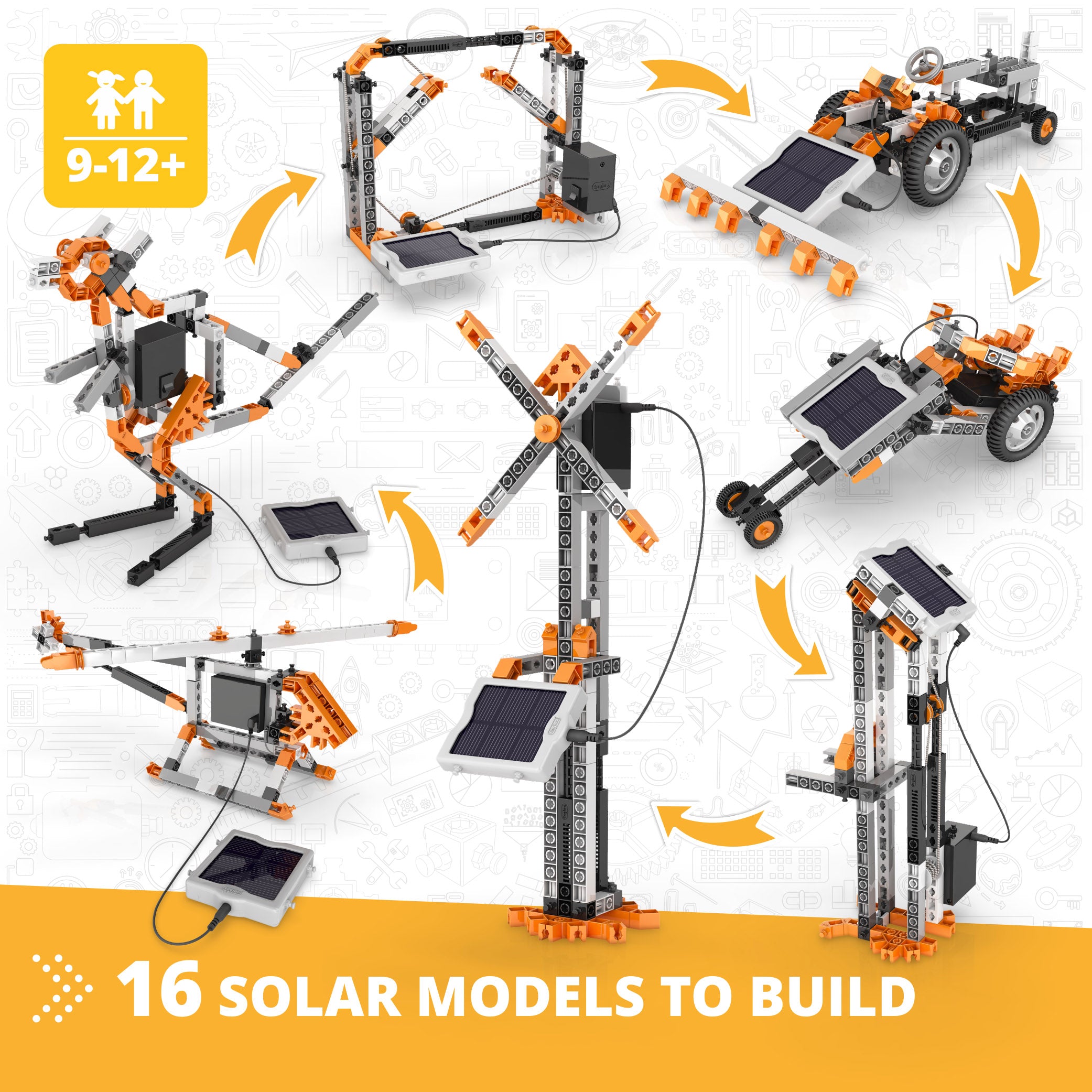Engino® STEM Solar Power Kit – Build 16 Solar-Powered Models with Motor & 3V Panel | Renewable Energy Learning Set