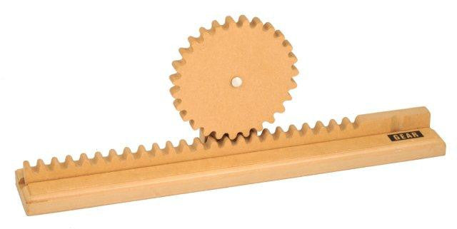 Simple Machines Gear Rack – Wooden Gear Apparatus for Demonstrating Rotational to Translational Motion