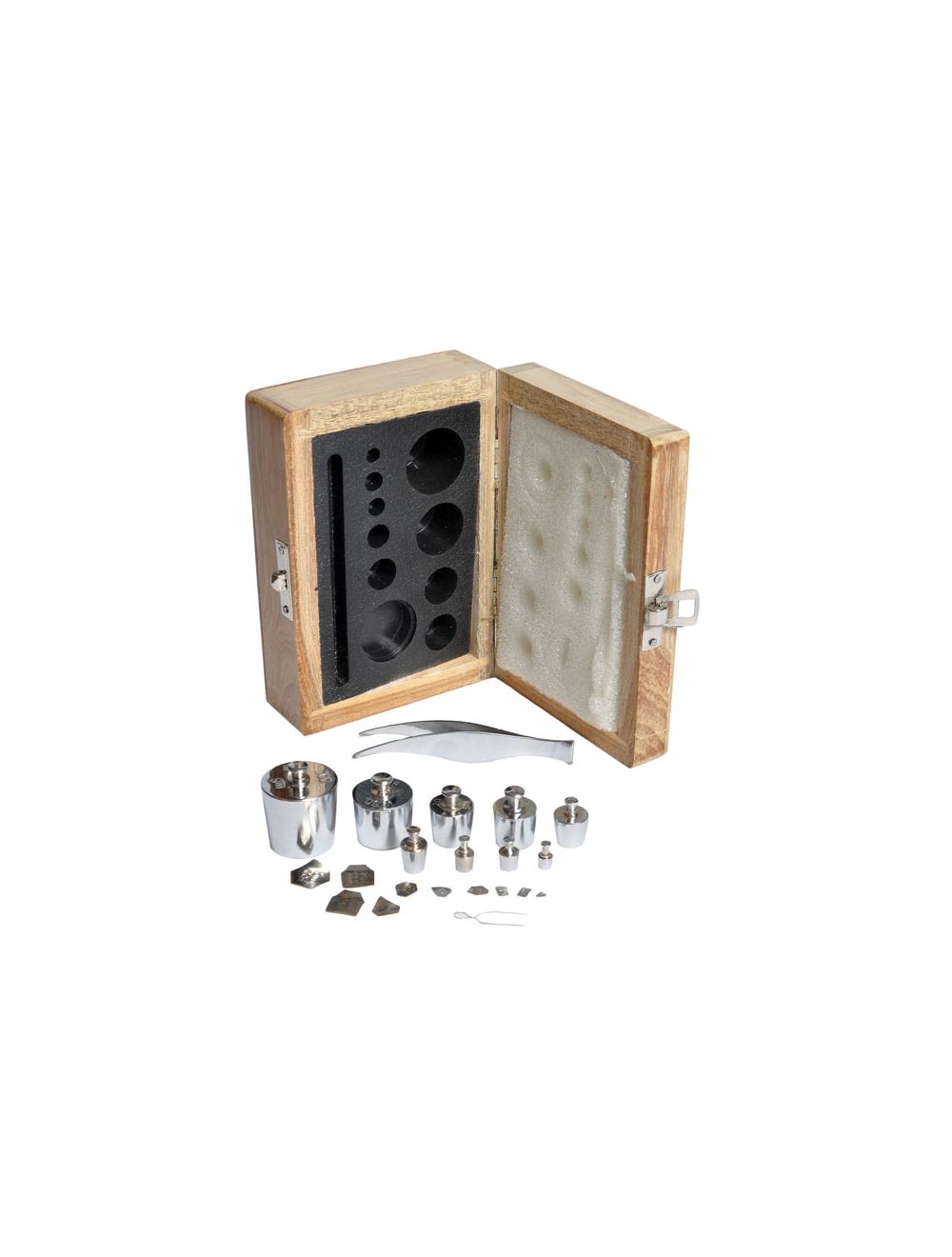 United Scientific® Analytical Brass Weight Box Set – 9 Weights with Fractional Set, Rider & Forceps in Wooden Case