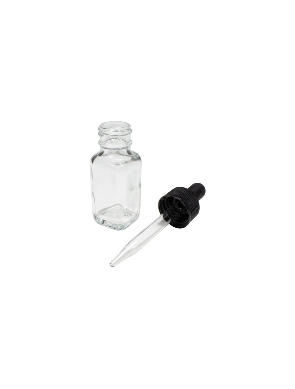 United Scientific® 0.5oz Flint Glass Dropper Bottles, Square, with Screw Cap – 12 Pack
