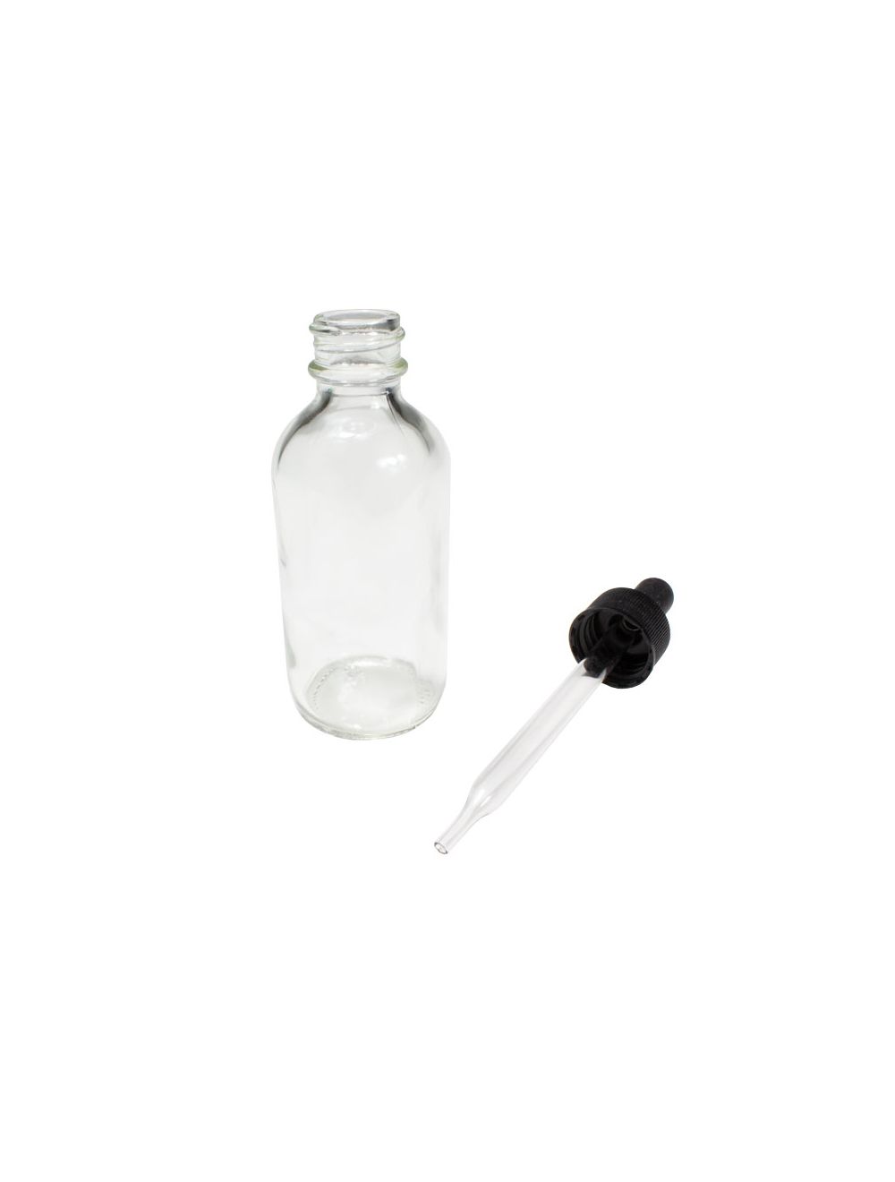 United Scientific® 0.5 oz Flint Glass Boston Round Dropper Bottles with Screw Cap – 12 Pack