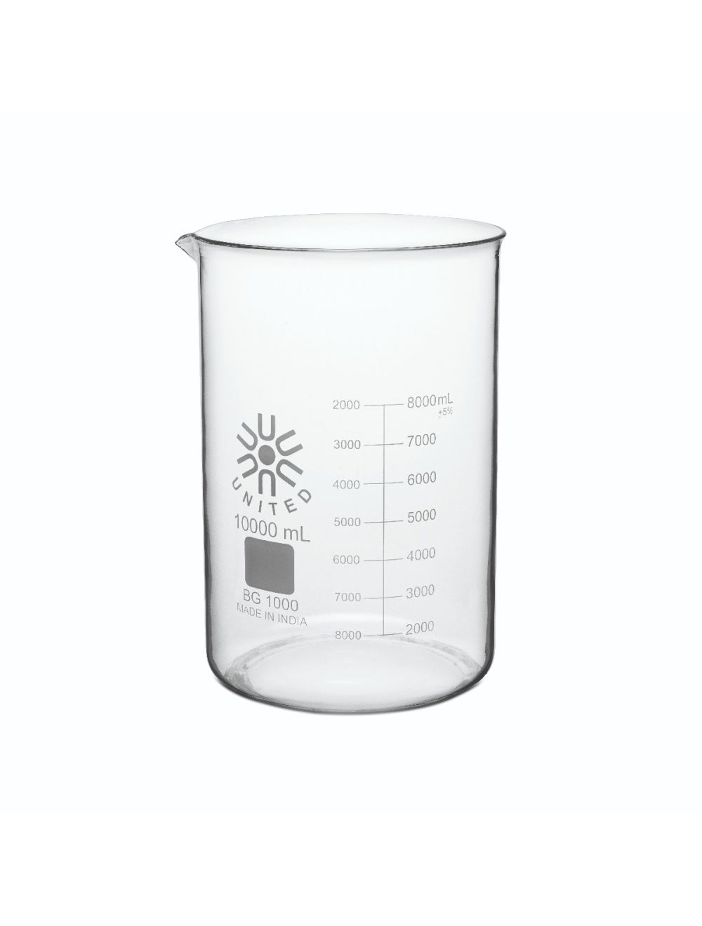 United Scientific® 10mL Low Form Beakers, Borosilicate Glass – Case (Pack of 48) | Small Lab Beakers with Spout & Beaded Rim