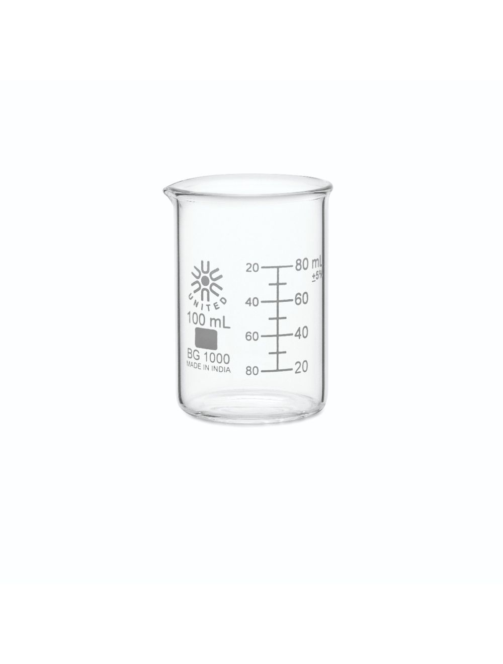United Scientific® 10mL Low Form Beakers, Borosilicate Glass – Case (Pack of 48) | Small Lab Beakers with Spout & Beaded Rim