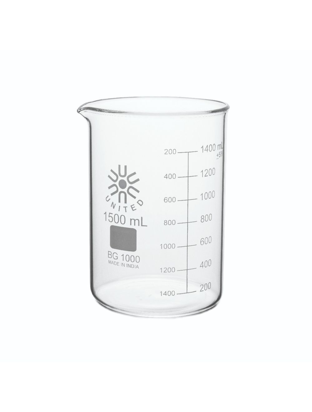 United Scientific® 10mL Low Form Beakers, Borosilicate Glass – Case (Pack of 48) | Small Lab Beakers with Spout & Beaded Rim