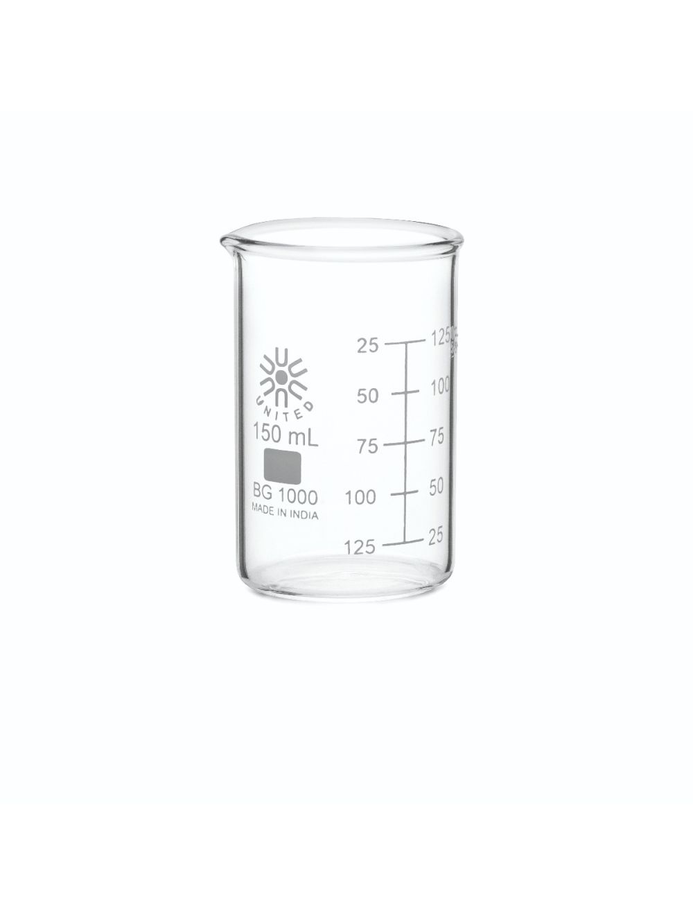 United Scientific® 10mL Low Form Beakers, Borosilicate Glass – Case (Pack of 48) | Small Lab Beakers with Spout & Beaded Rim