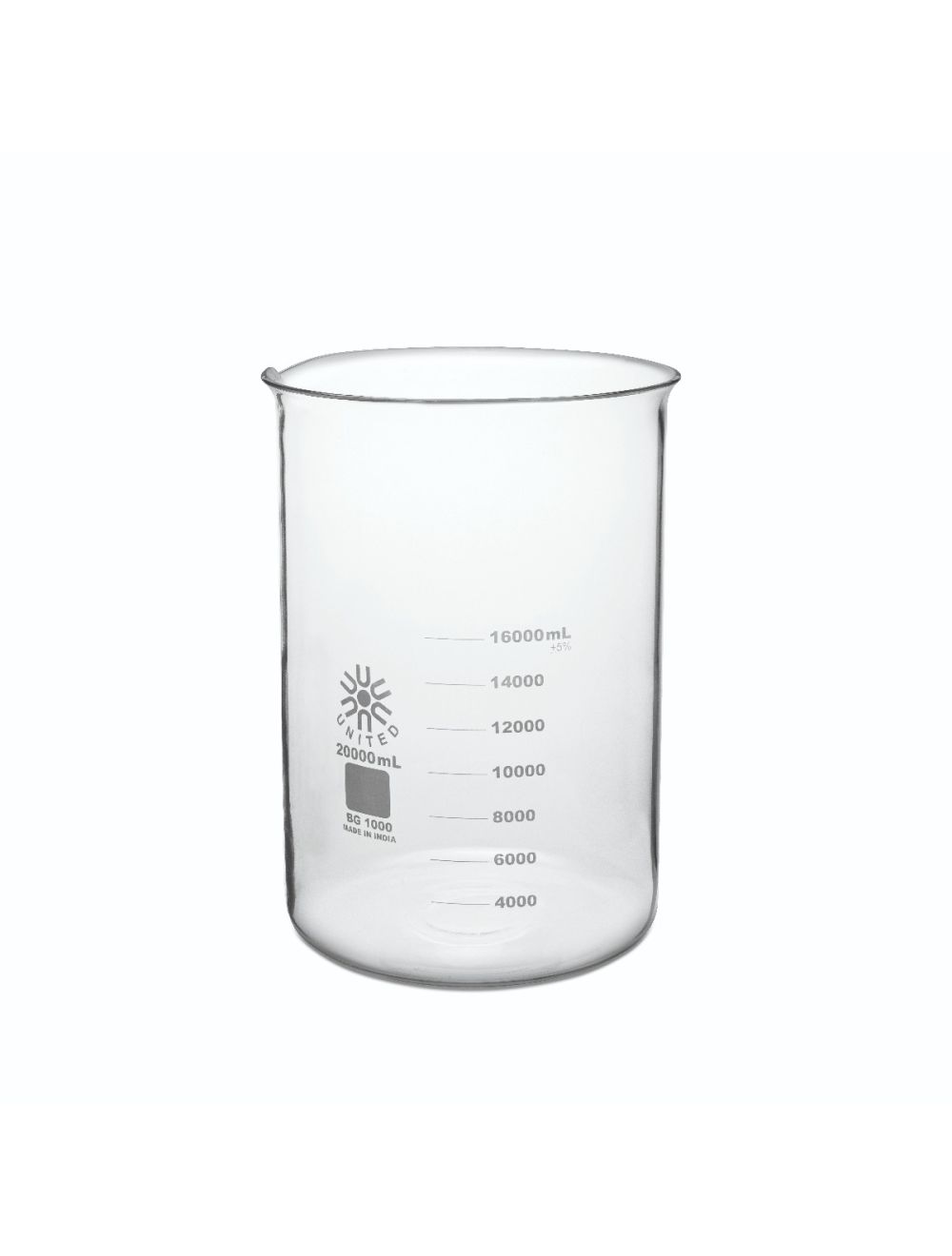 United Scientific® 10mL Low Form Beakers, Borosilicate Glass – Case (Pack of 48) | Small Lab Beakers with Spout & Beaded Rim