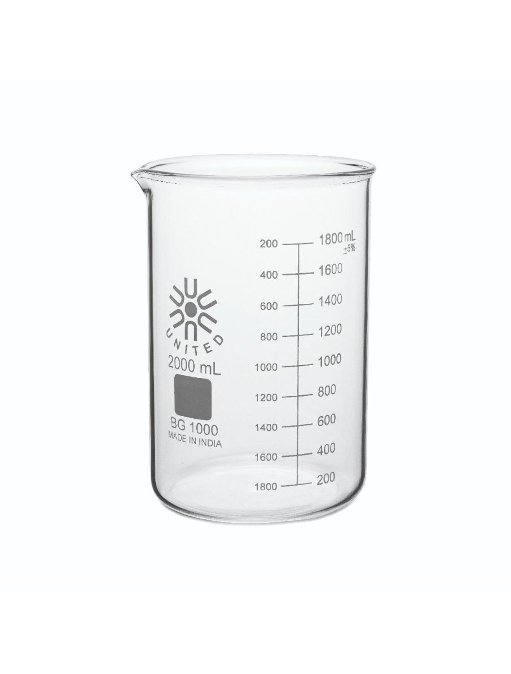United Scientific® 10mL Low Form Beakers, Borosilicate Glass – Case (Pack of 48) | Small Lab Beakers with Spout & Beaded Rim