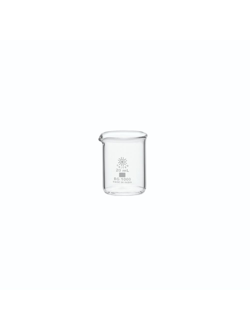 United Scientific® 10mL Low Form Beakers, Borosilicate Glass – Case (Pack of 48) | Small Lab Beakers with Spout & Beaded Rim