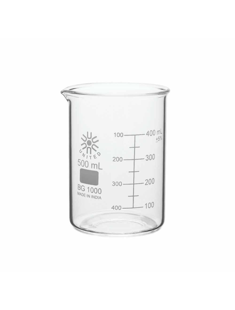 United Scientific® 10mL Low Form Beakers, Borosilicate Glass – Case (Pack of 48) | Small Lab Beakers with Spout & Beaded Rim
