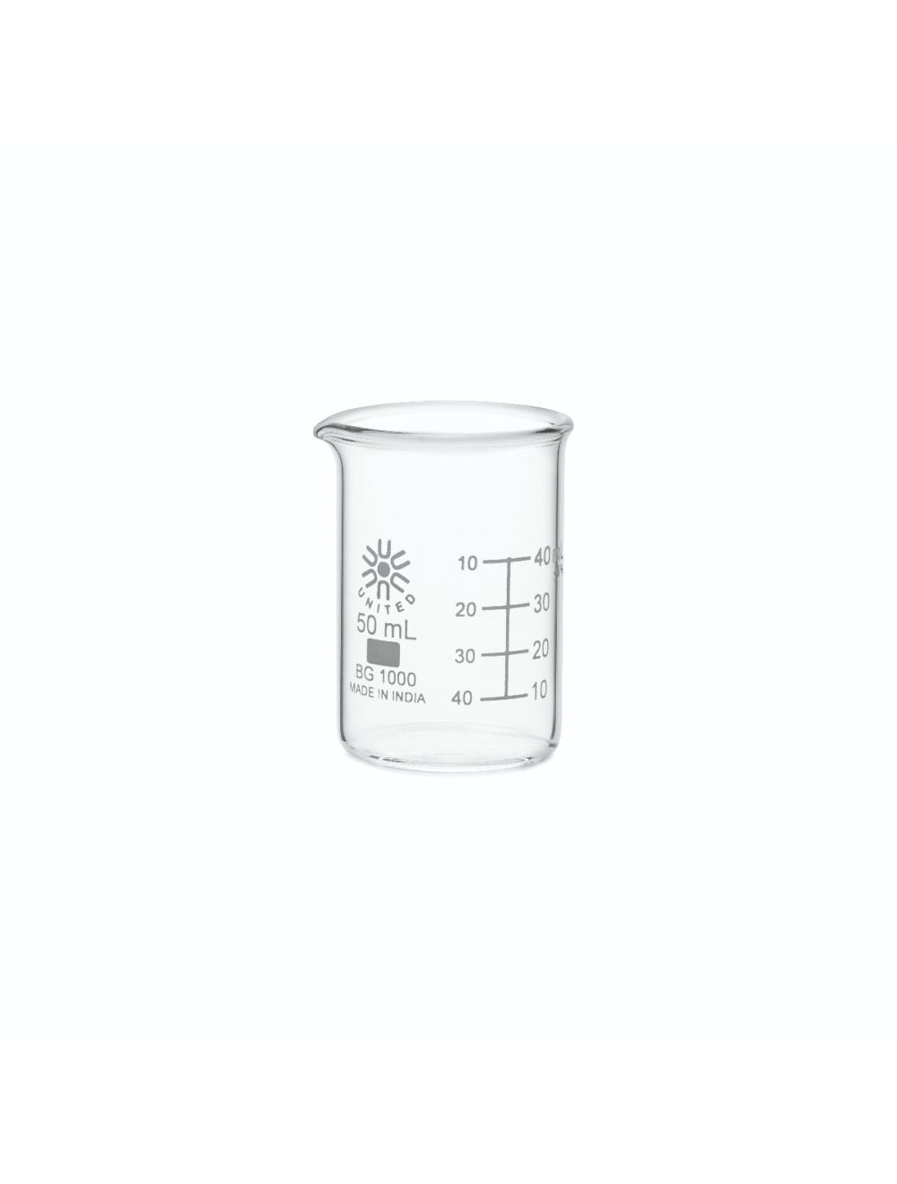 United Scientific® 10mL Low Form Beakers, Borosilicate Glass – Case (Pack of 48) | Small Lab Beakers with Spout & Beaded Rim