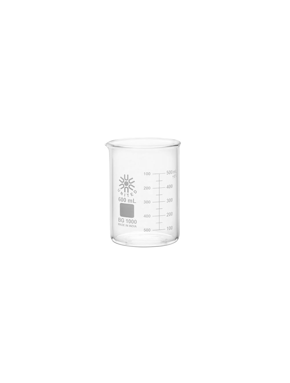 United Scientific® 10mL Low Form Beakers, Borosilicate Glass – Case (Pack of 48) | Small Lab Beakers with Spout & Beaded Rim