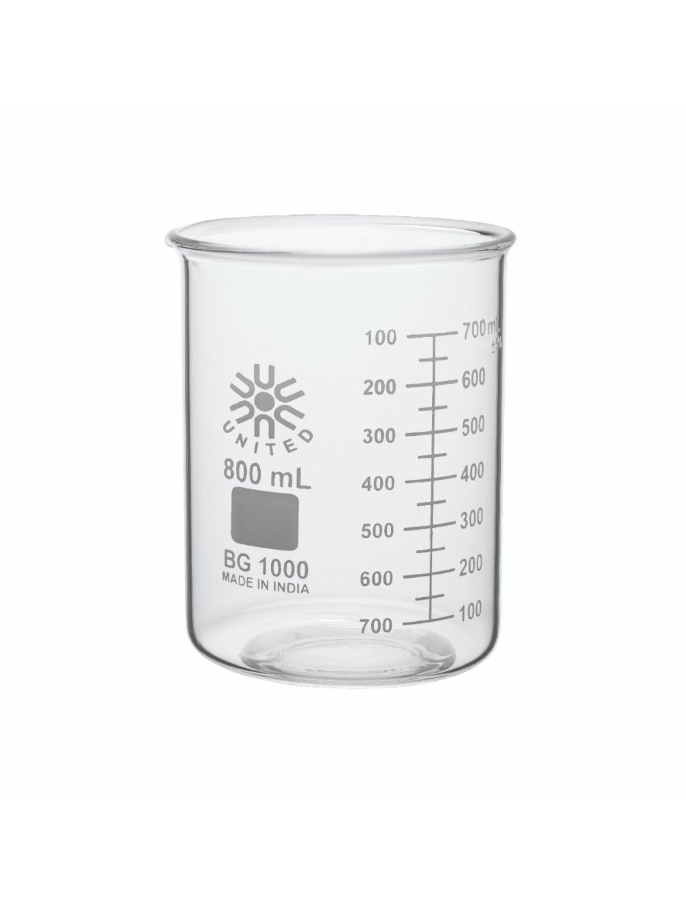United Scientific® 10mL Low Form Beakers, Borosilicate Glass – Case (Pack of 48) | Small Lab Beakers with Spout & Beaded Rim