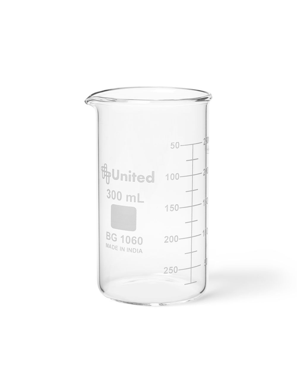 United Scientific® 100 mL Berzelius Tall Form Glass Beakers – Pack of 12 | Borosilicate, Graduated, Pouring Spout