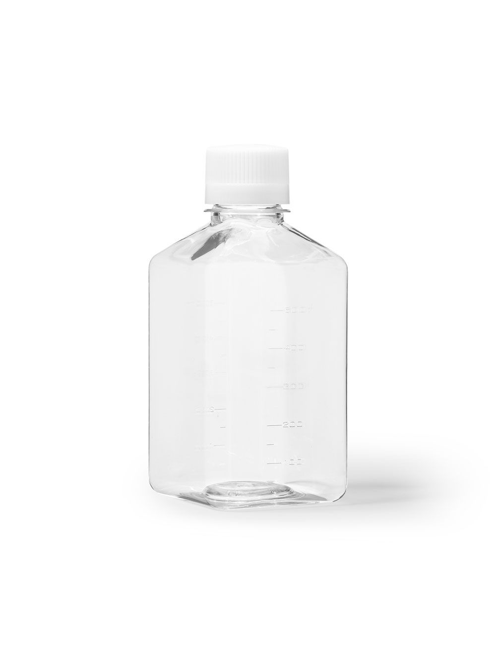 United Scientific® 250mL Square PET Media Storage Bottles with PP Caps – Pack of 12, Gamma Sterilized, Leak-Proof, Space-Saving