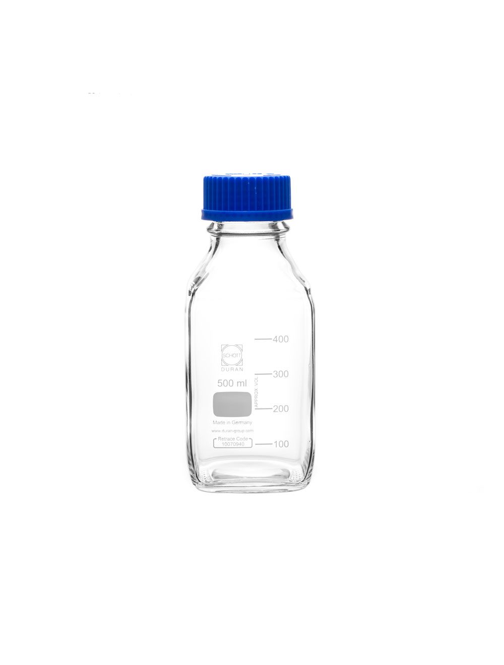 United Scientific® 250mL Square Media Storage Bottles, Borosilicate Glass, GL45 Cap, Autoclavable – Pack of 10