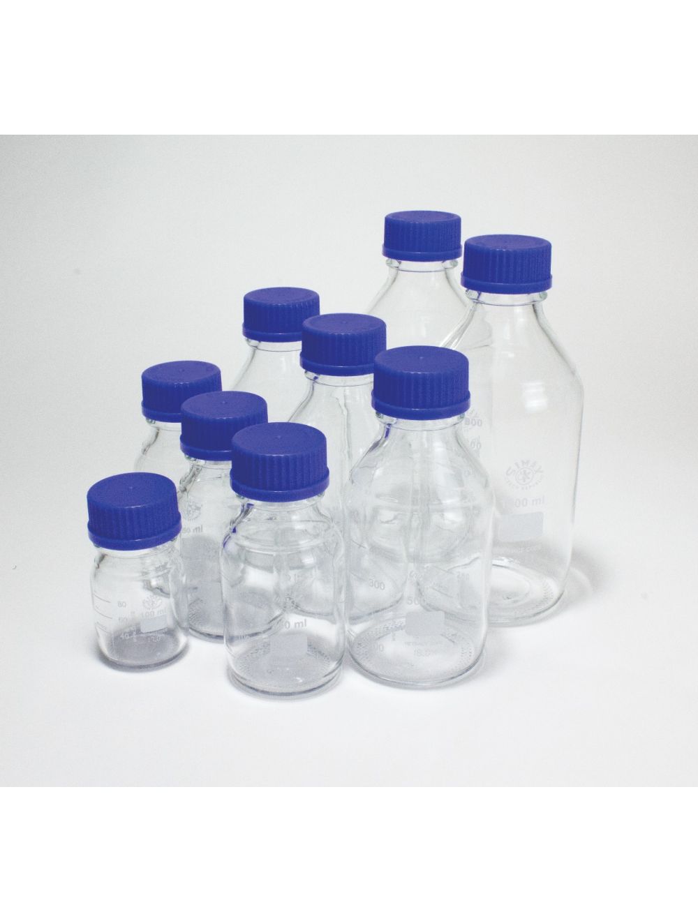 United Scientific® GL45 Media Bottle Starter Pack – Borosilicate Glass, Set of 10 (100mL to 1000mL)