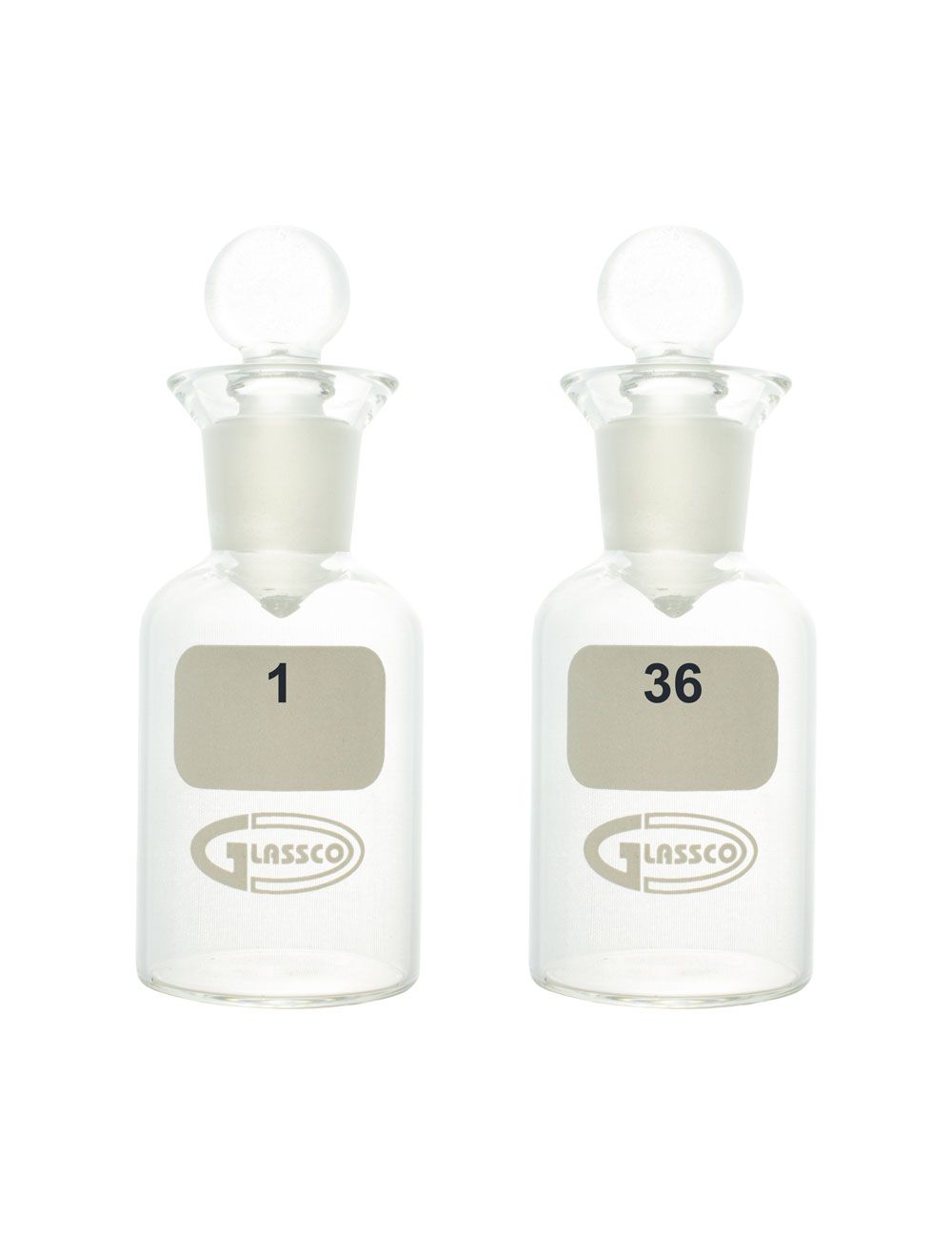 United Scientific® 60mL B.O.D. Bottles, Numbered, Borosilicate Glass – Pack of 36