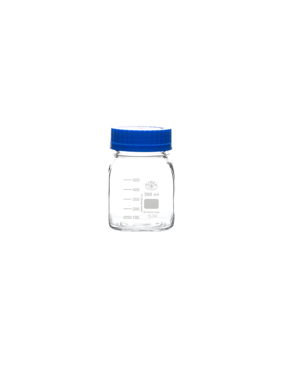 United Scientific® 500mL Square Media Bottles, Wide Mouth Borosilicate Glass with GL80 Cap – Pack of 10, Autoclavable