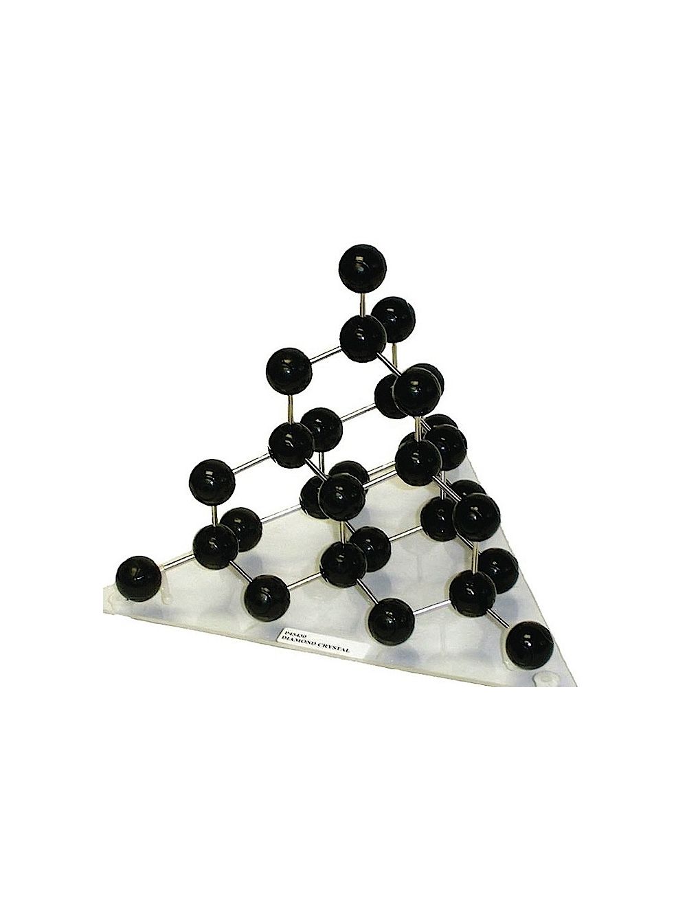 Diamond Crystal Structure Model – Ball-and-Spoke Carbon Lattice with Acrylic Base, 30 Atoms, 22mm Spheres