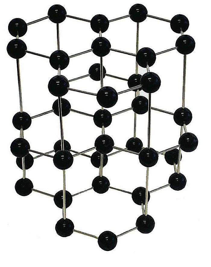 United Scientific® Graphite Crystal Model – Ball-and-Spoke Carbon Structure, Acrylic Base, 27cm