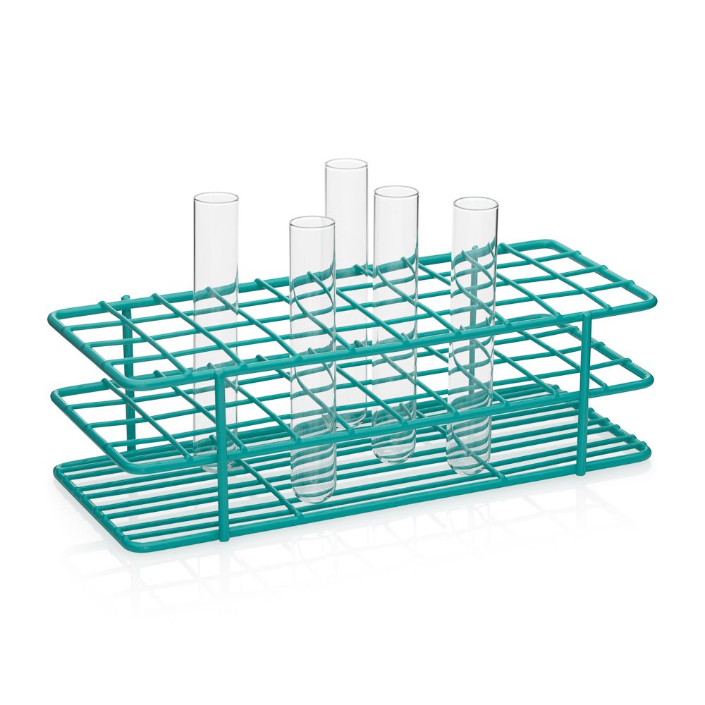United Scientific® 15-Place Coated Wire Rack for 15 mL Centrifuge Tubes, Blue – Epoxy-Coated Steel, Autoclavable