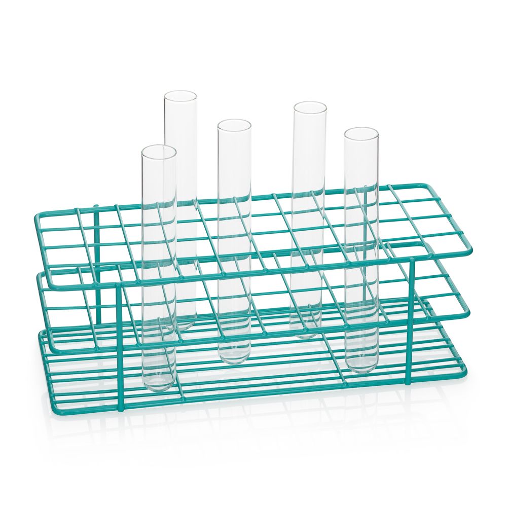 United Scientific® 15-Place Coated Wire Rack for 15 mL Centrifuge Tubes, Blue – Epoxy-Coated Steel, Autoclavable